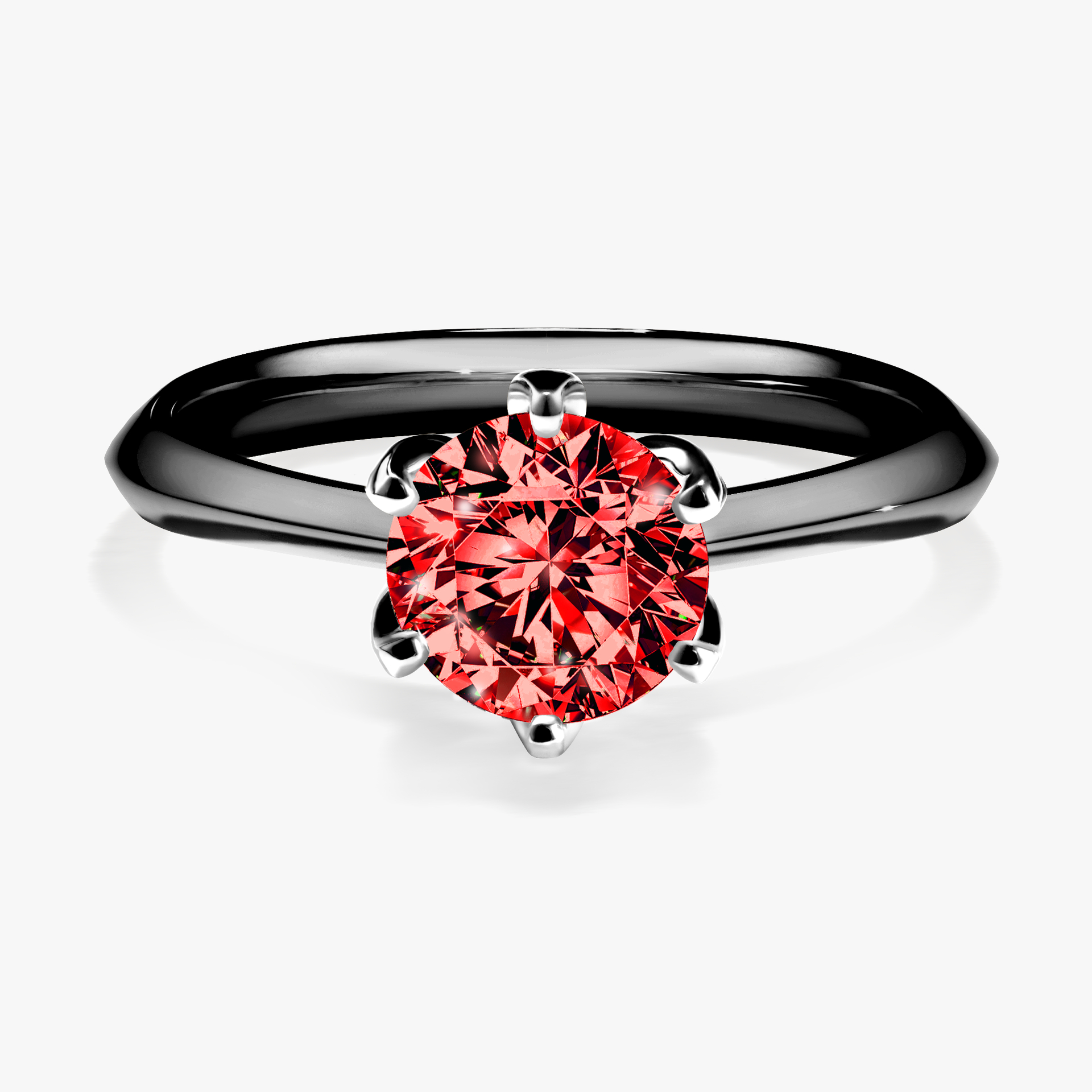 Pierścionek zaręczynowy My Daisy z czarnego złota z czerwonym diamentem 1,00ct