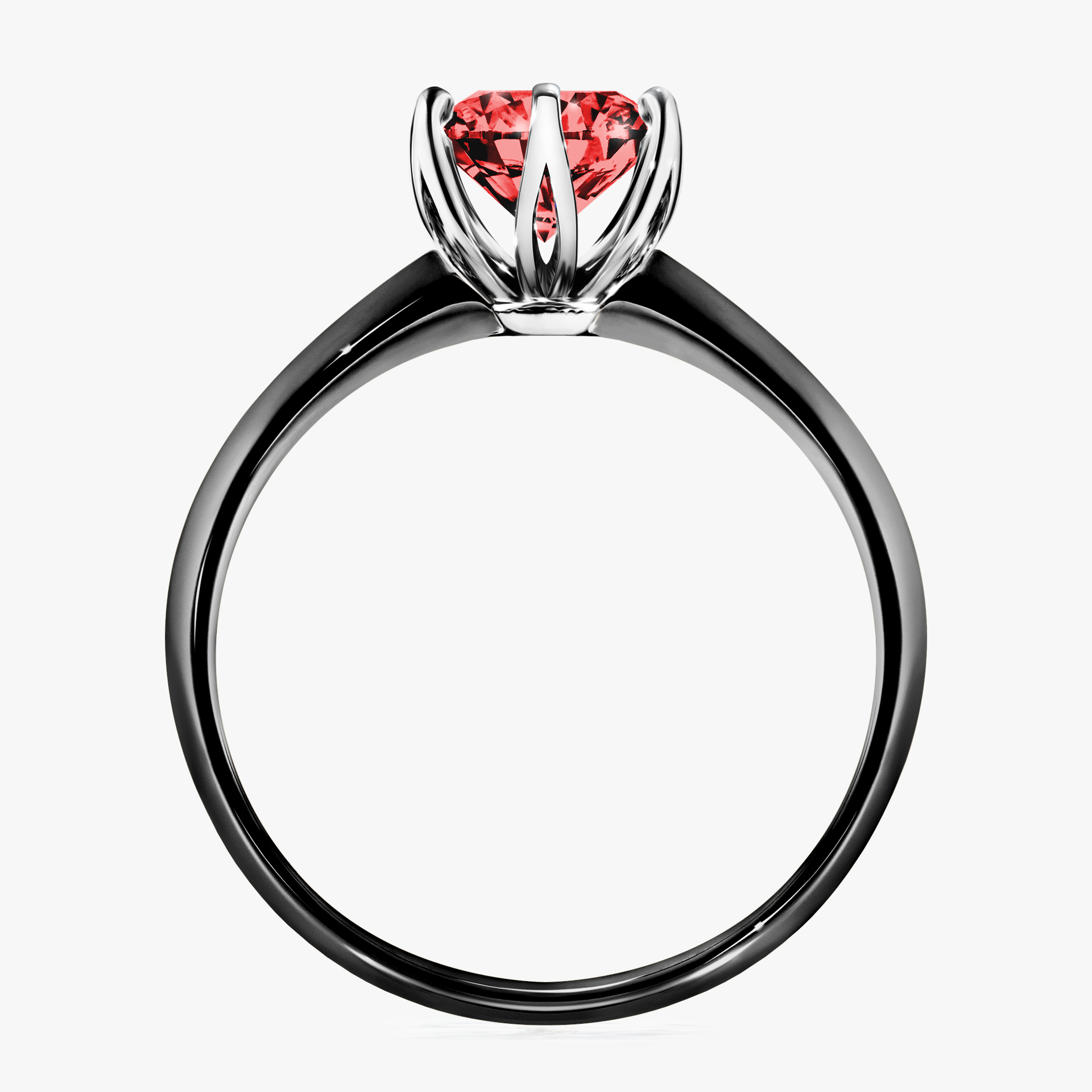 Pierścionek zaręczynowy My Daisy z czarnego złota z czerwonym diamentem 1,00ct