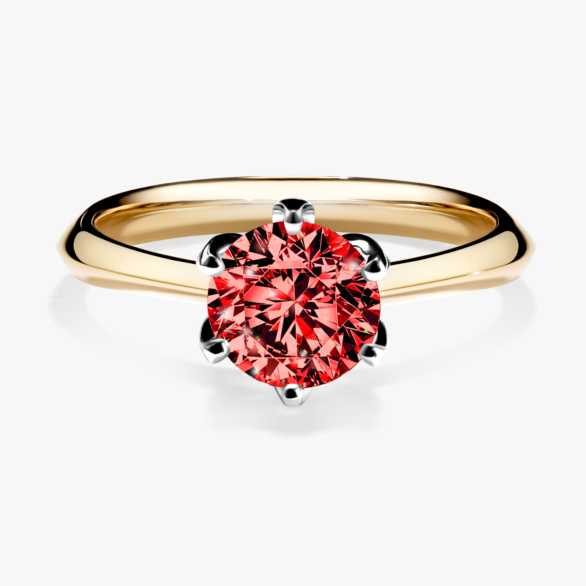 Pierścionek zaręczynowy My Daisy z żółtego złota z czerwonym diamentem 1,00ct