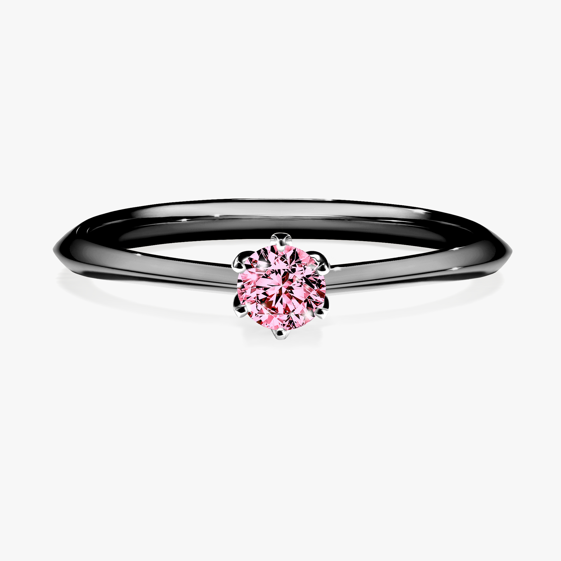 Pierścionek zaręczynowy My Daisy z czarnego złota z różowym diamentem 0,17ct