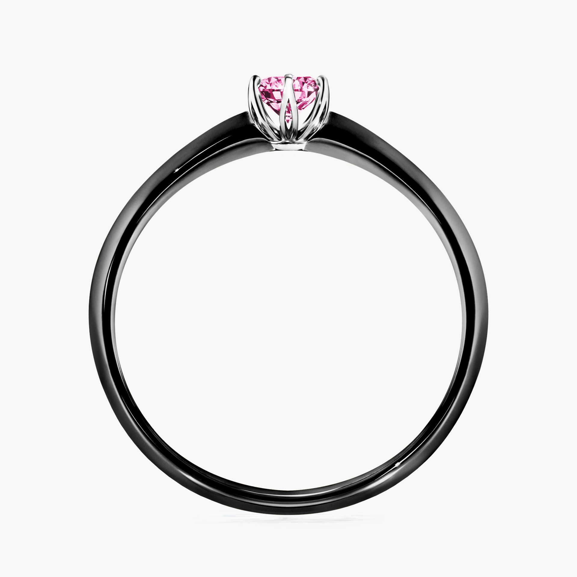 Pierścionek zaręczynowy My Daisy z czarnego złota z różowym diamentem 0,17ct