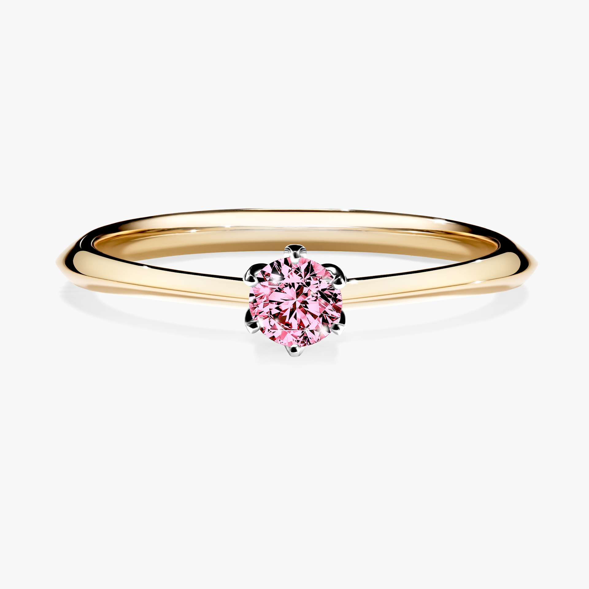 Pierścionek zaręczynowy My Daisy z żółtego złota z różowym diamentem 0,17ct