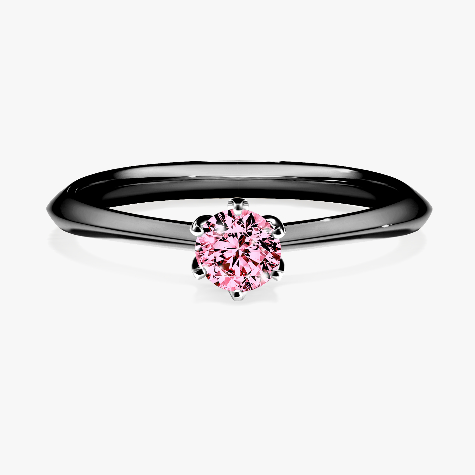 Pierścionek zaręczynowy My Daisy z czarnego złota z różowym diamentem 0,25ct