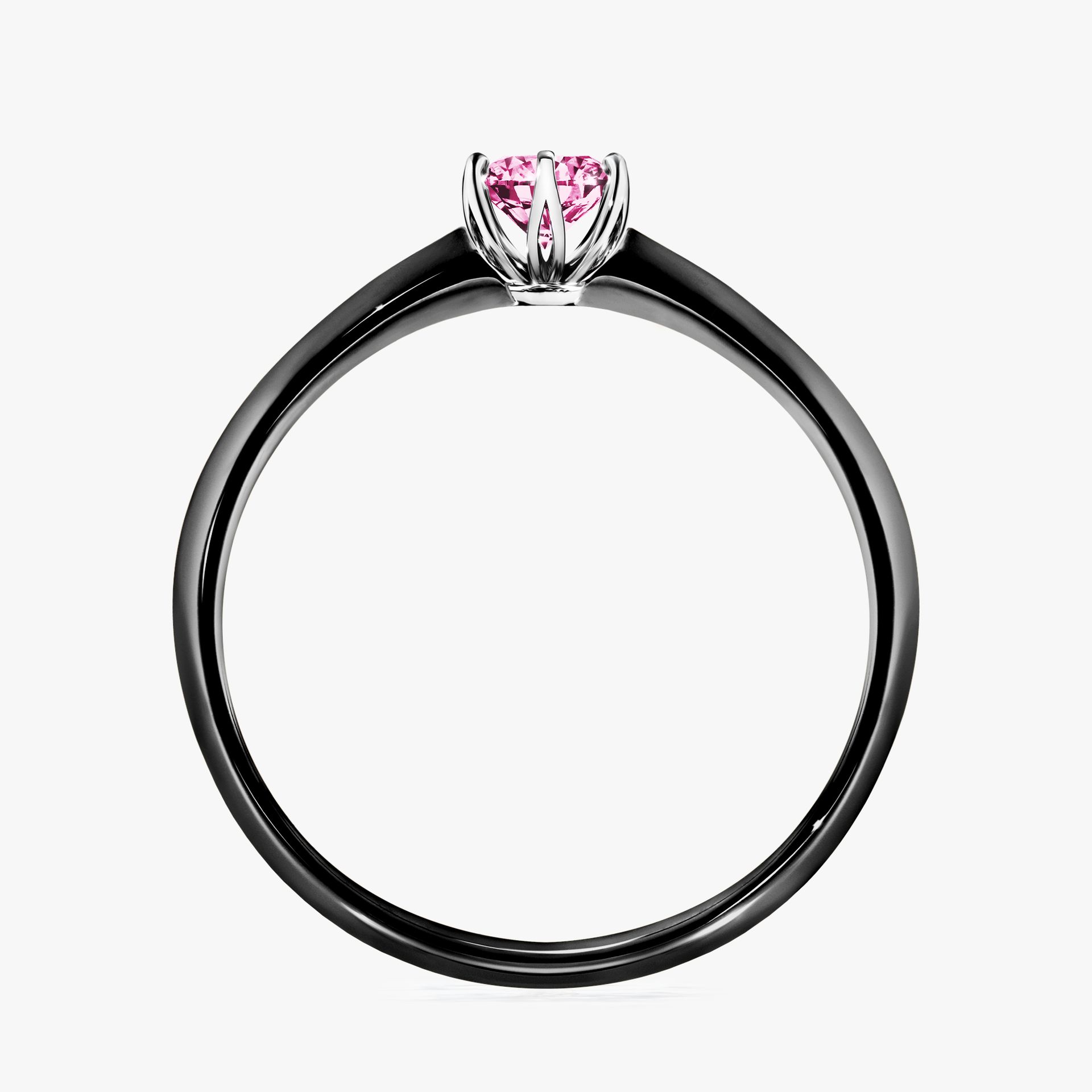Pierścionek zaręczynowy My Daisy z czarnego złota z różowym diamentem 0,25ct