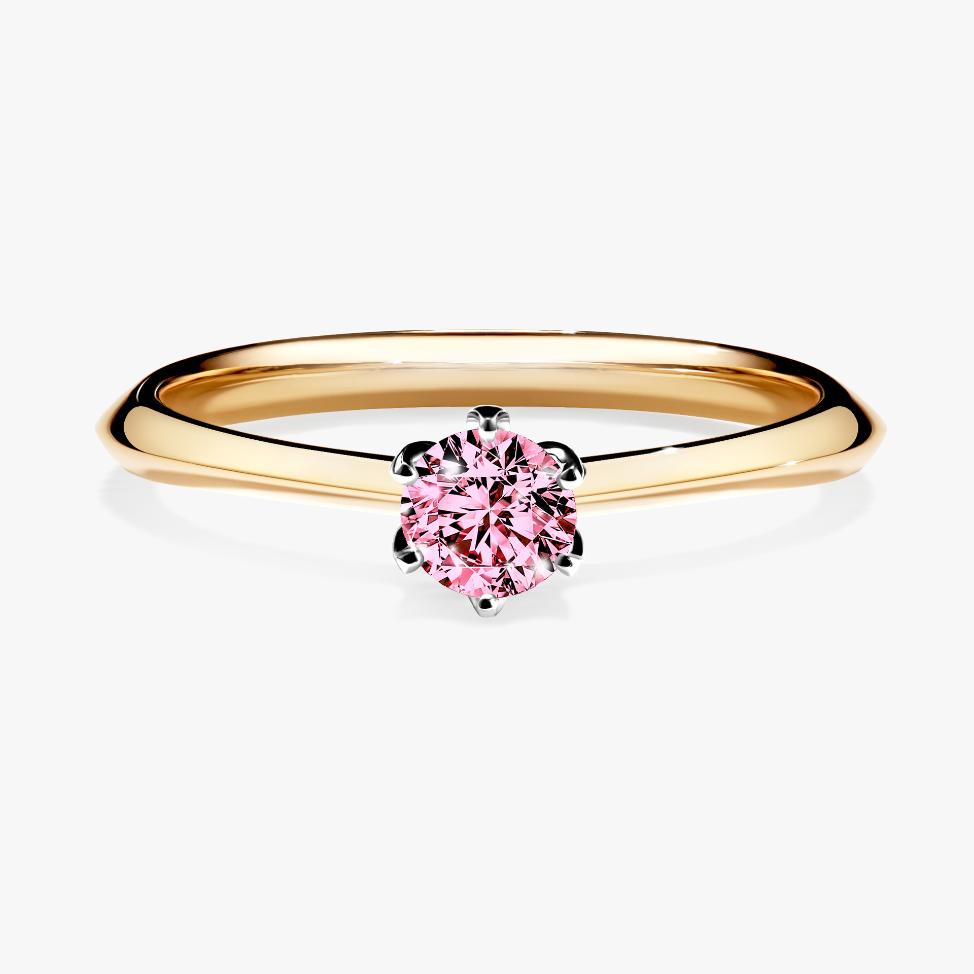 Pierścionek zaręczynowy My Daisy z żółtego złota z różowym diamentem 0,25ct