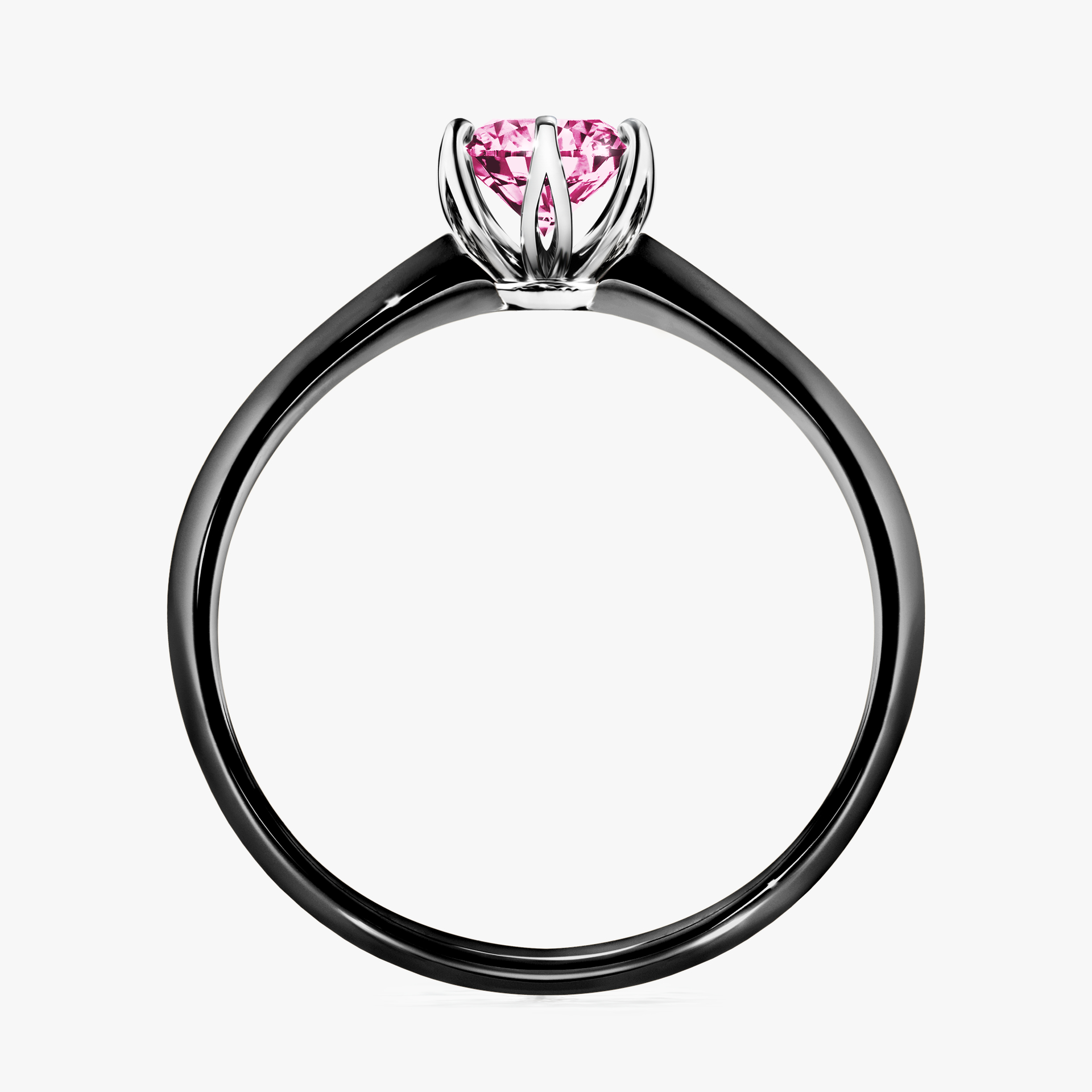 Pierścionek zaręczynowy My Daisy z czarnego złota z różowym diamentem 0,50ct
