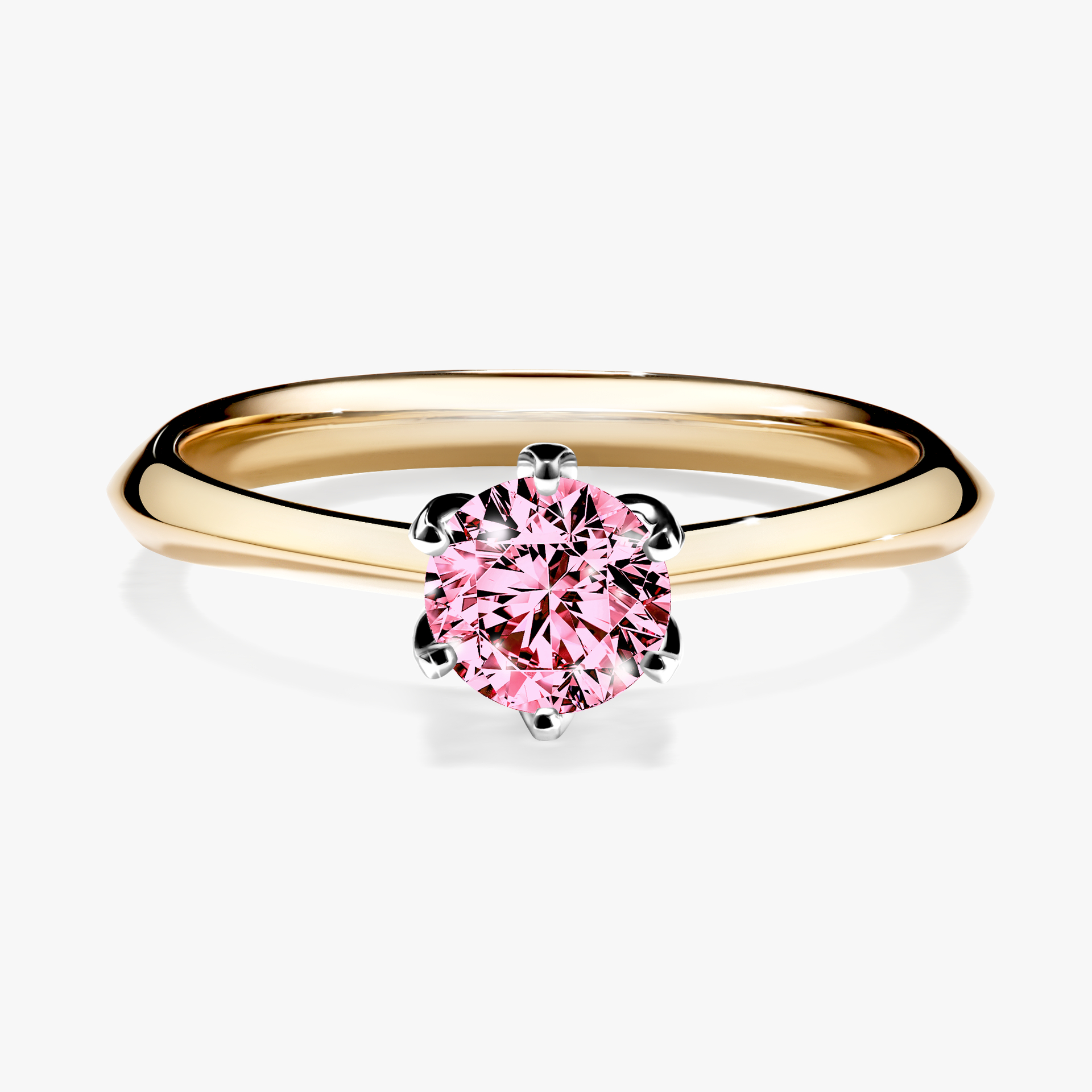 Pierścionek zaręczynowy My Daisy z żółtego złota z różowym diamentem 0,50ct
