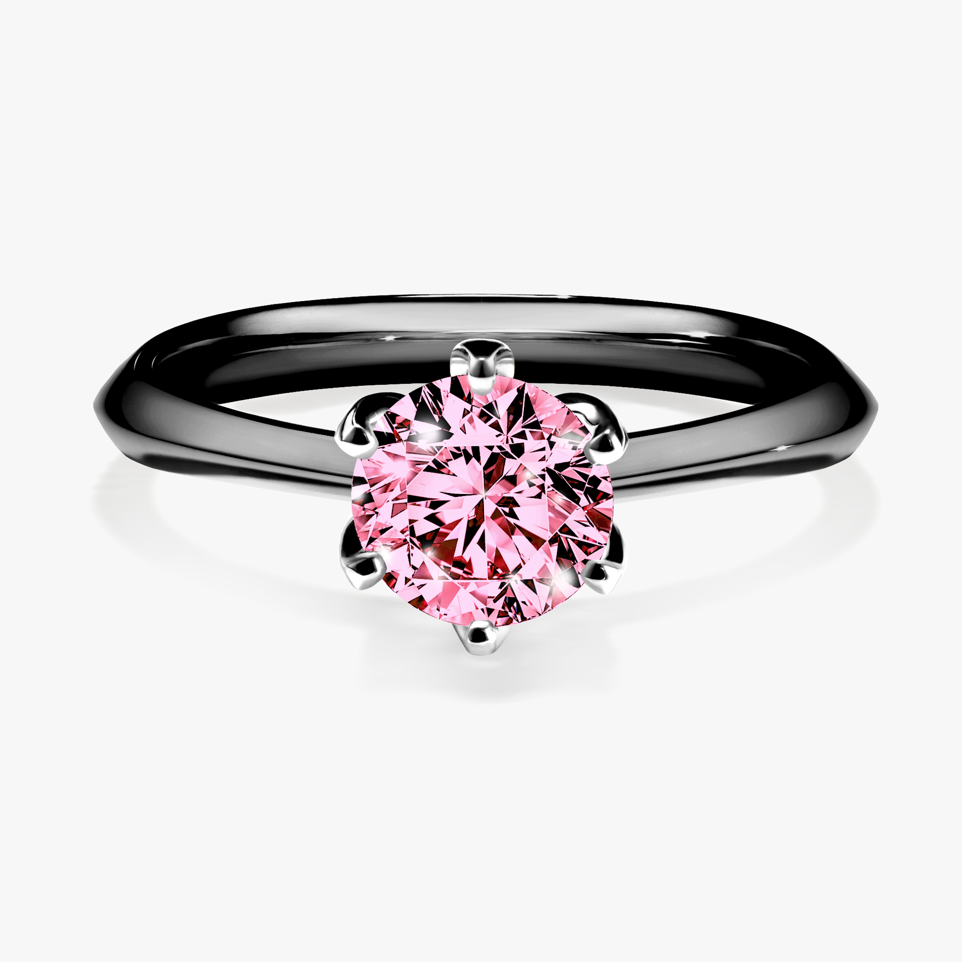 Pierścionek zaręczynowy My Daisy z czarnego złota z różowym diamentem 0,80ct