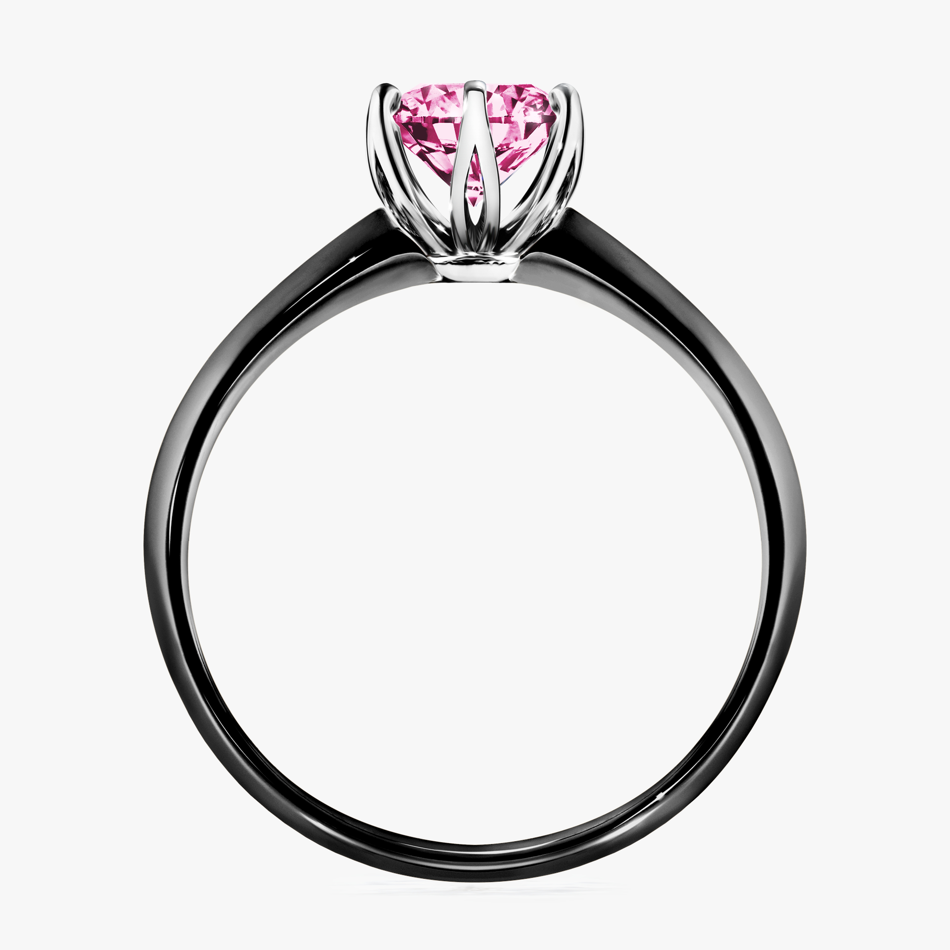 Pierścionek zaręczynowy My Daisy z czarnego złota z różowym diamentem 0,80ct