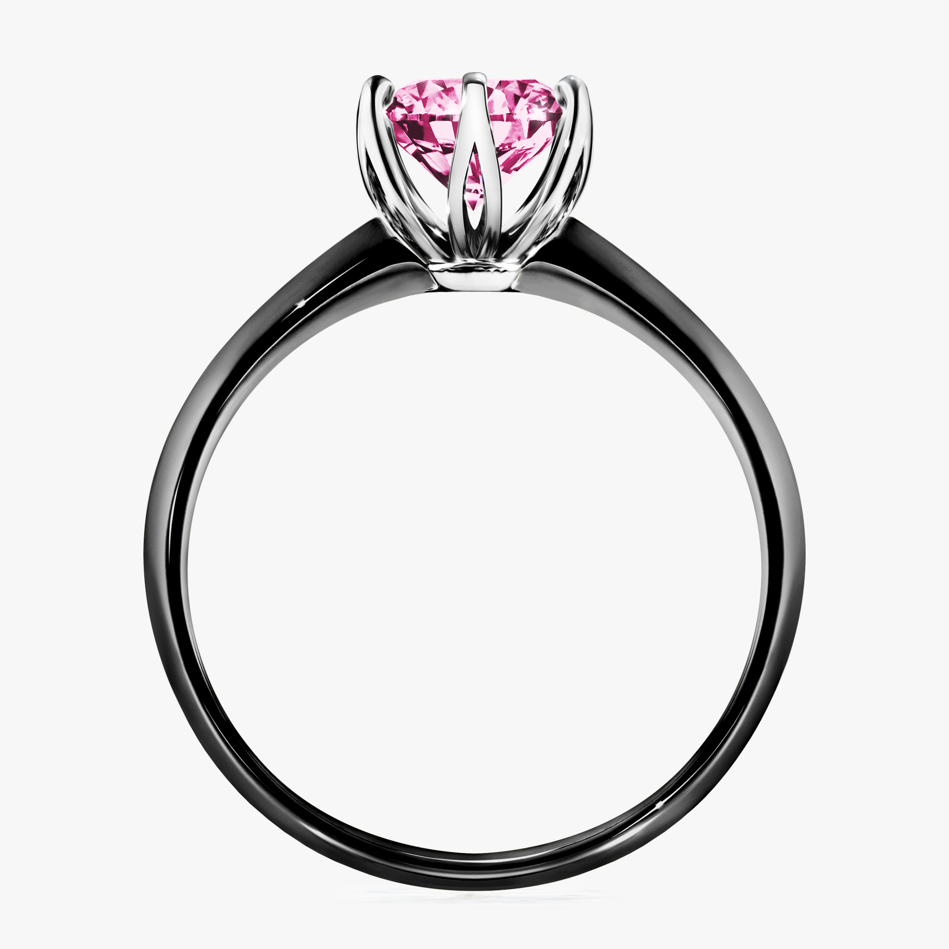 Pierścionek zaręczynowy My Daisy z czarnego złota z różowym diamentem 1,00ct