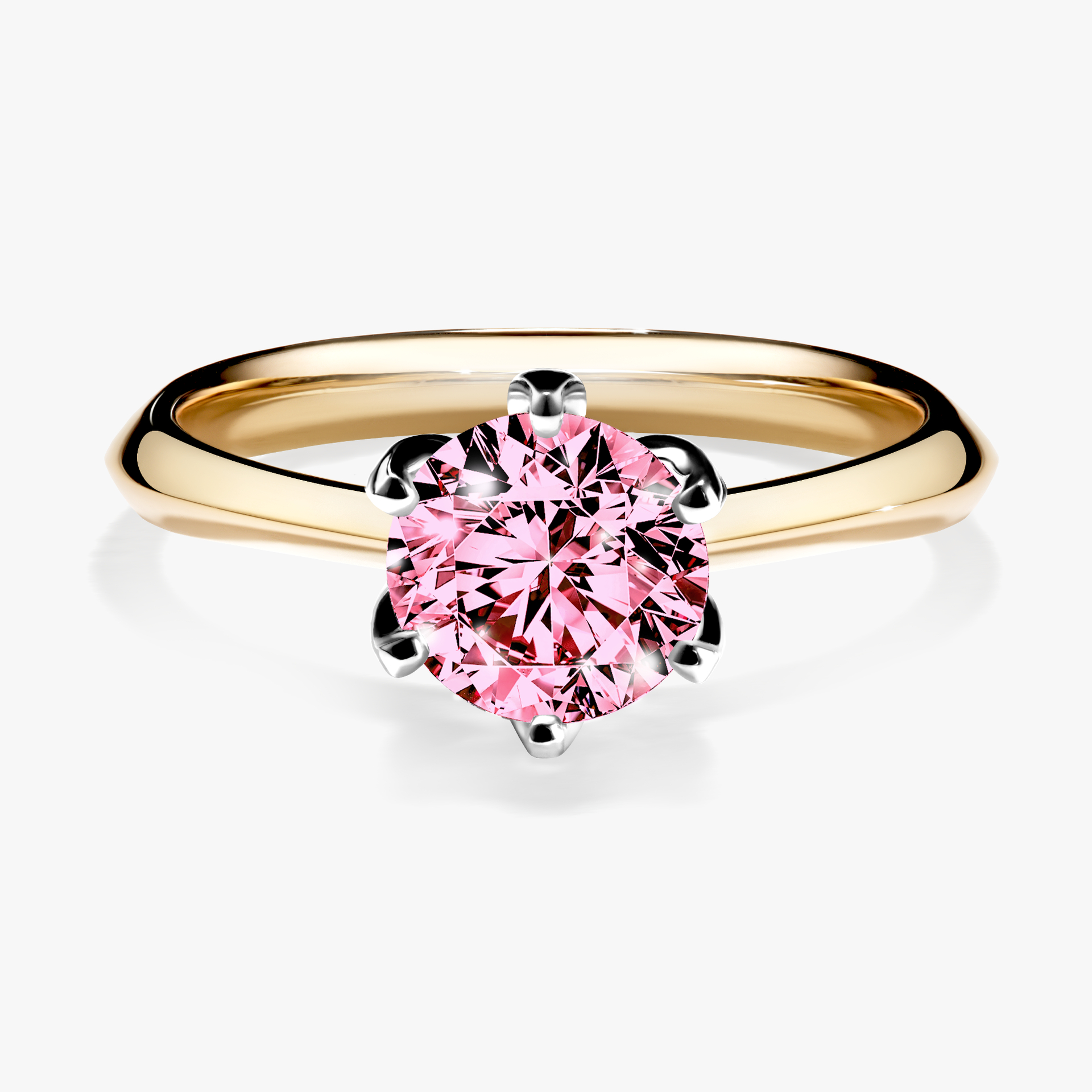 Pierścionek zaręczynowy My Daisy z żółtego złota z różowym diamentem 1,00ct