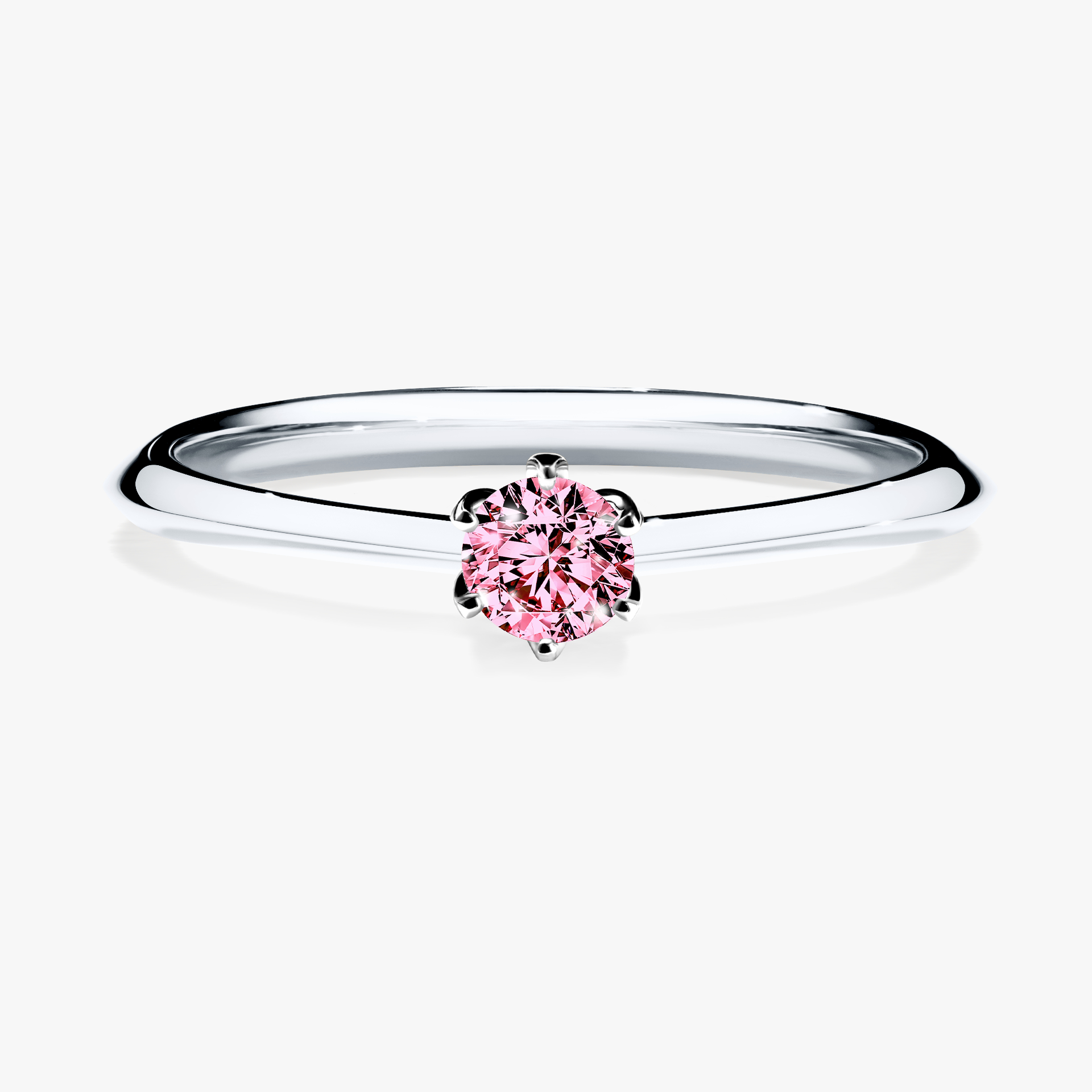 Pierścionek zaręczynowy My Daisy z białego złota z różowym diamentem 0,17ct