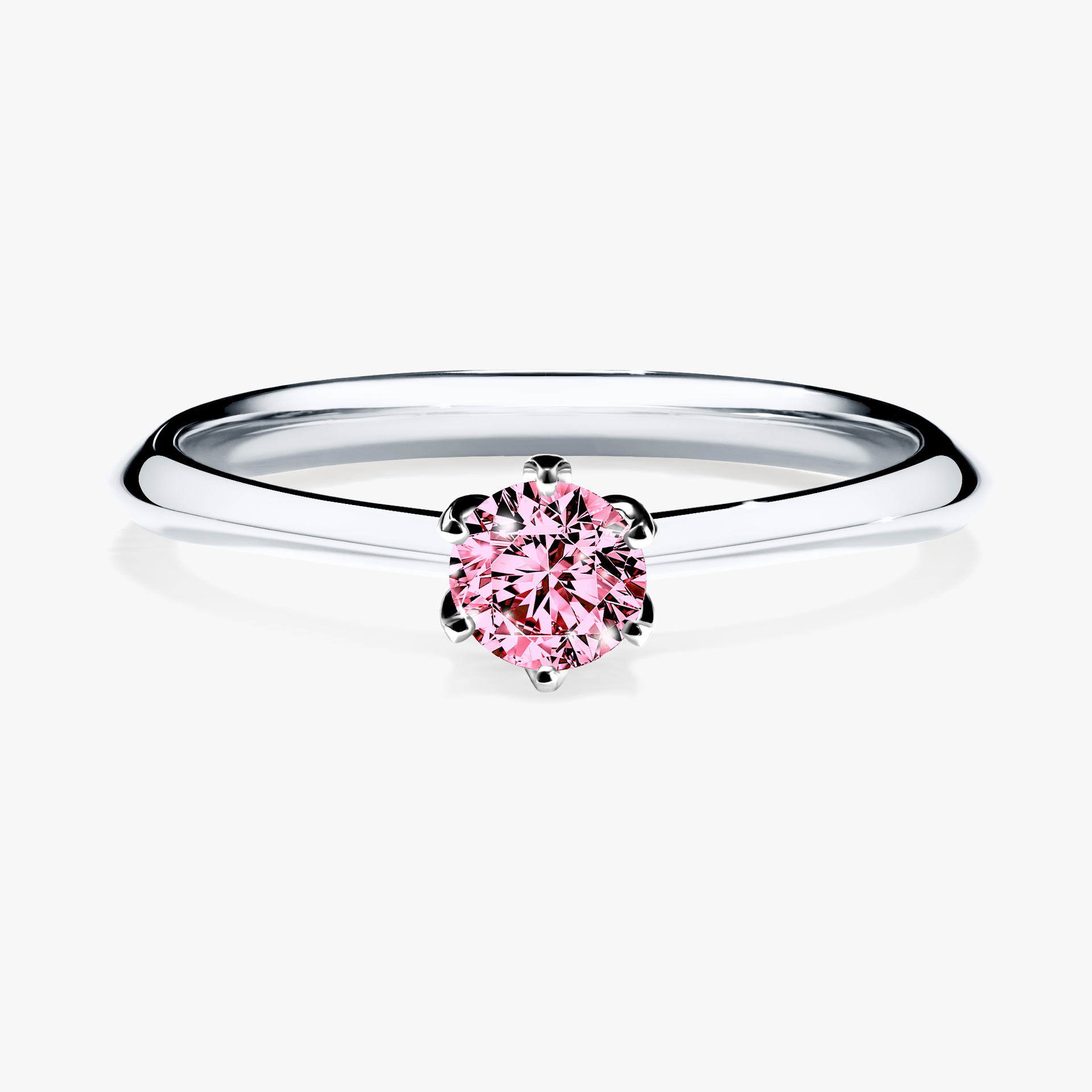 Pierścionek zaręczynowy My Daisy z białego złota z różowym diamentem 0,25ct