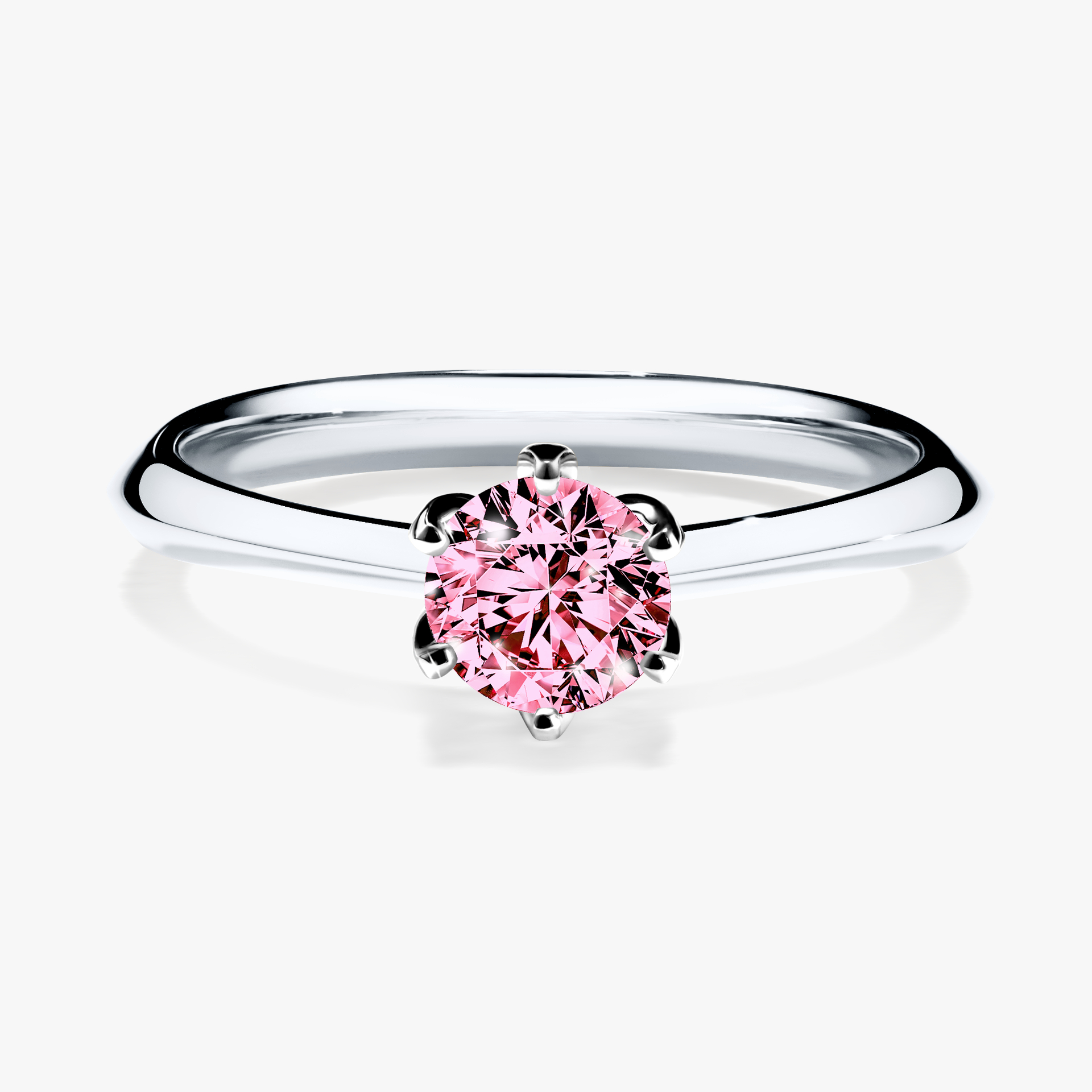 Pierścionek zaręczynowy My Daisy z białego złota z różowym diamentem 0,50ct