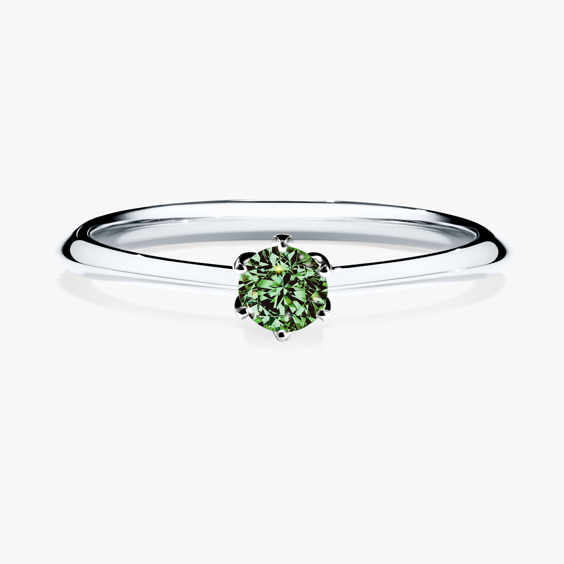 Pierścionek zaręczynowy My Daisy z białego złota z ciemnym zielonym diamentem 0,17ct