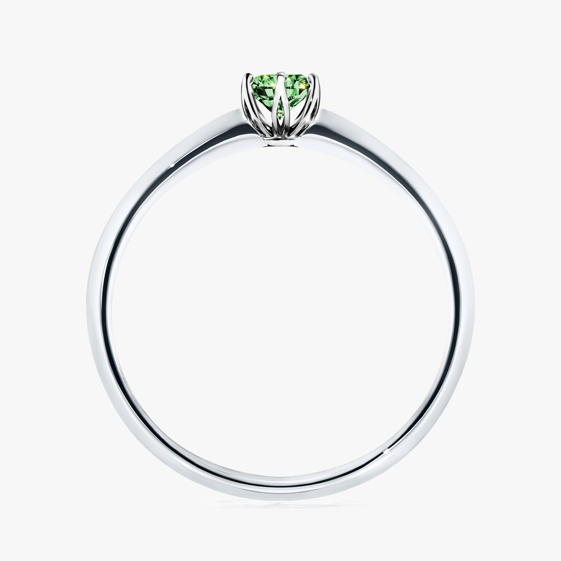 Pierścionek zaręczynowy My Daisy z białego złota z ciemnym zielonym diamentem 0,17ct