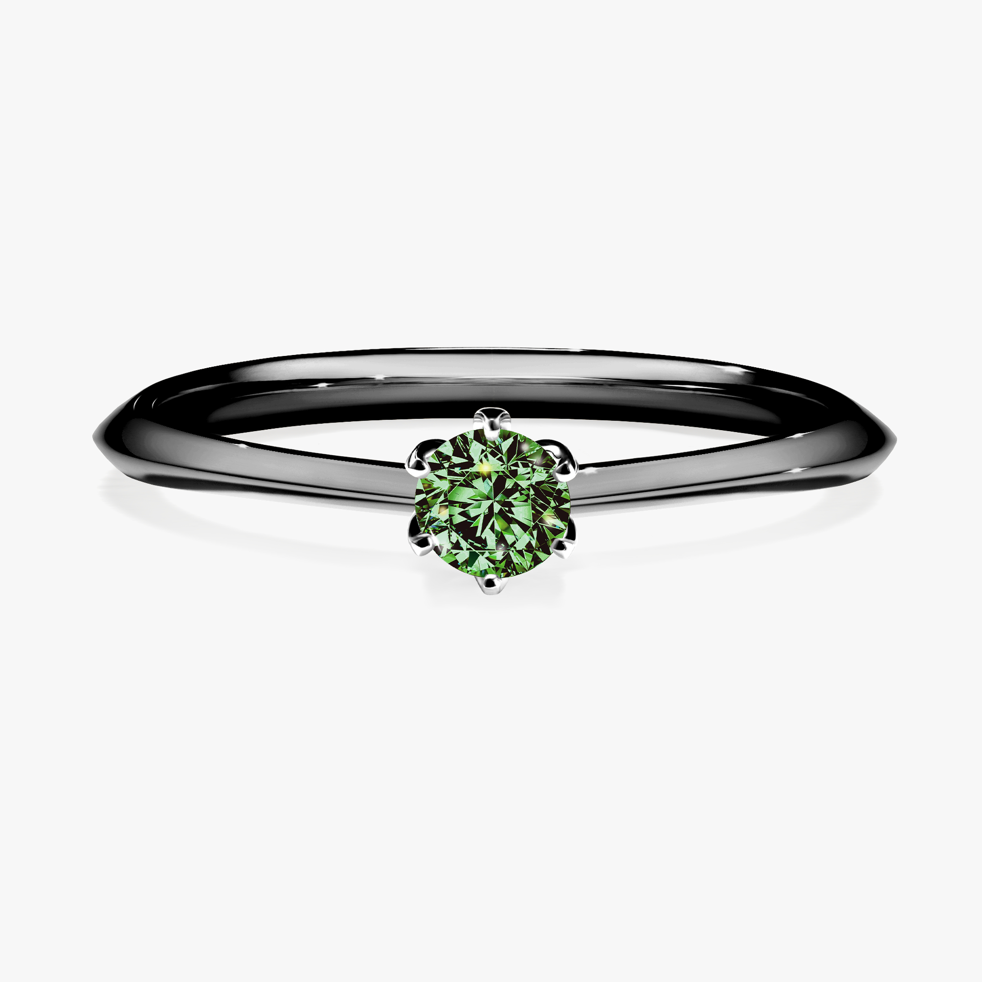 Pierścionek zaręczynowy My Daisy z czarnego złota z ciemnym zielonym diamentem 0,17ct
