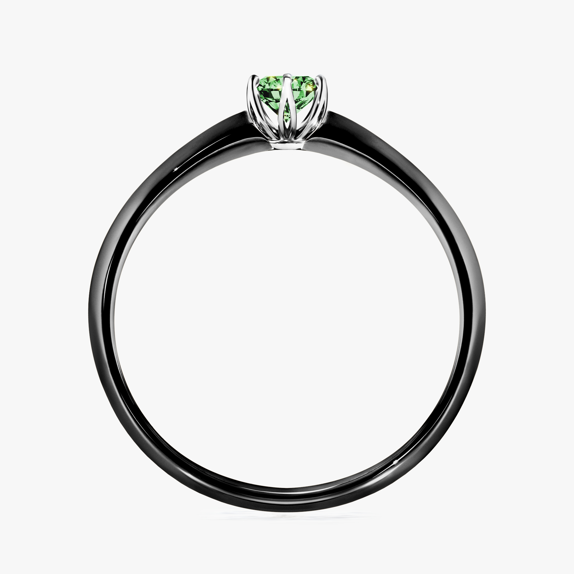Pierścionek zaręczynowy My Daisy z czarnego złota z ciemnym zielonym diamentem 0,17ct