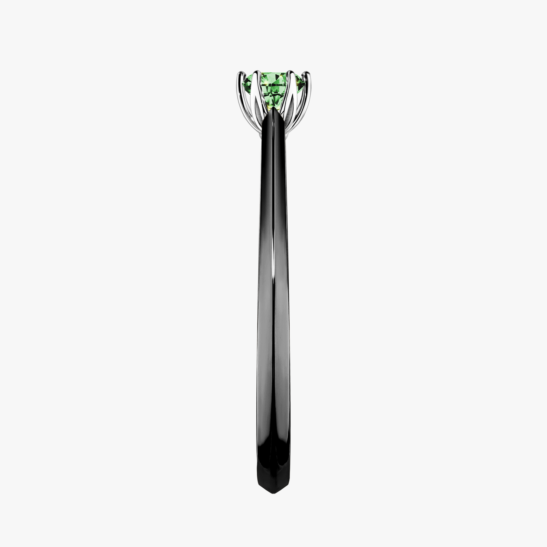 Pierścionek zaręczynowy My Daisy z czarnego złota z ciemnym zielonym diamentem 0,17ct