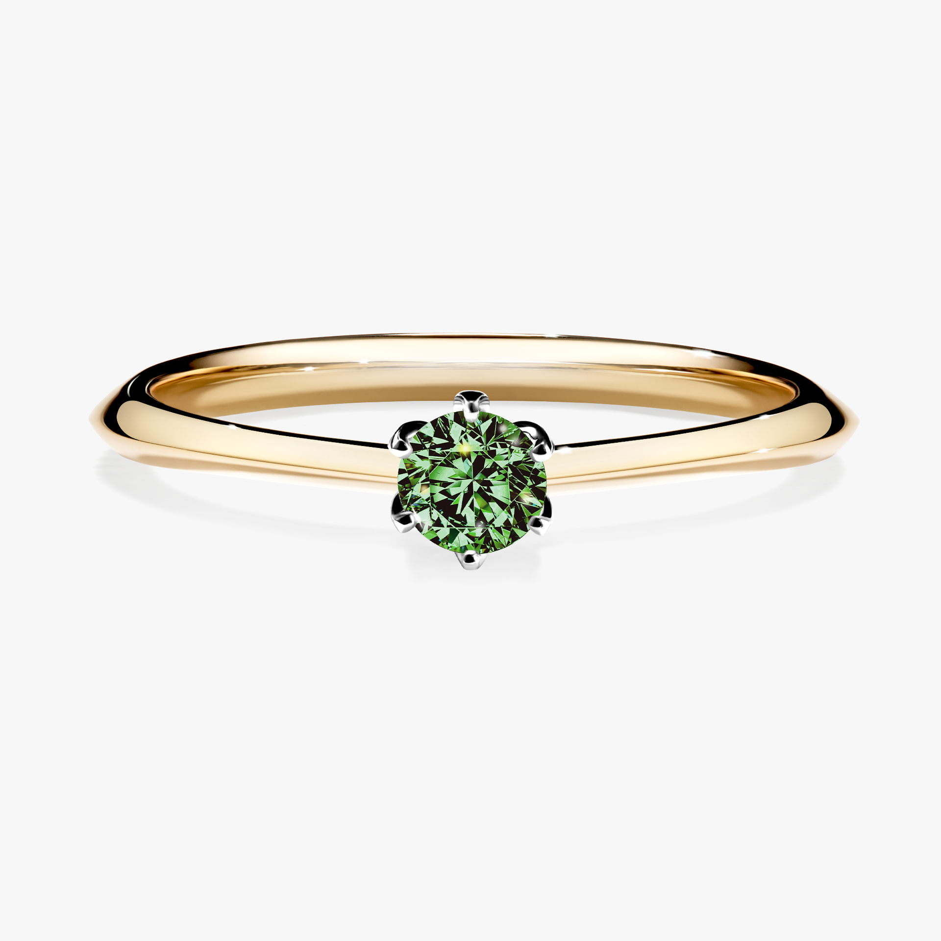 Pierścionek zaręczynowy My Daisy z żółtego złota z ciemnym zielonym diamentem 0,17ct