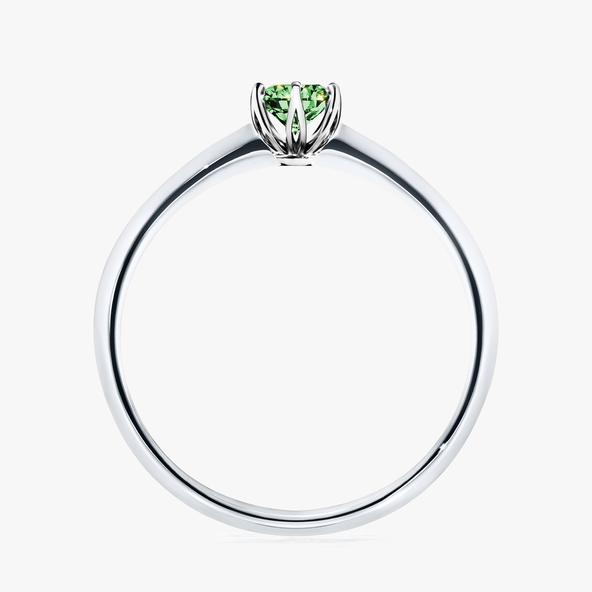Pierścionek zaręczynowy My Daisy z białego złota z ciemnym zielonym diamentem 0,25ct