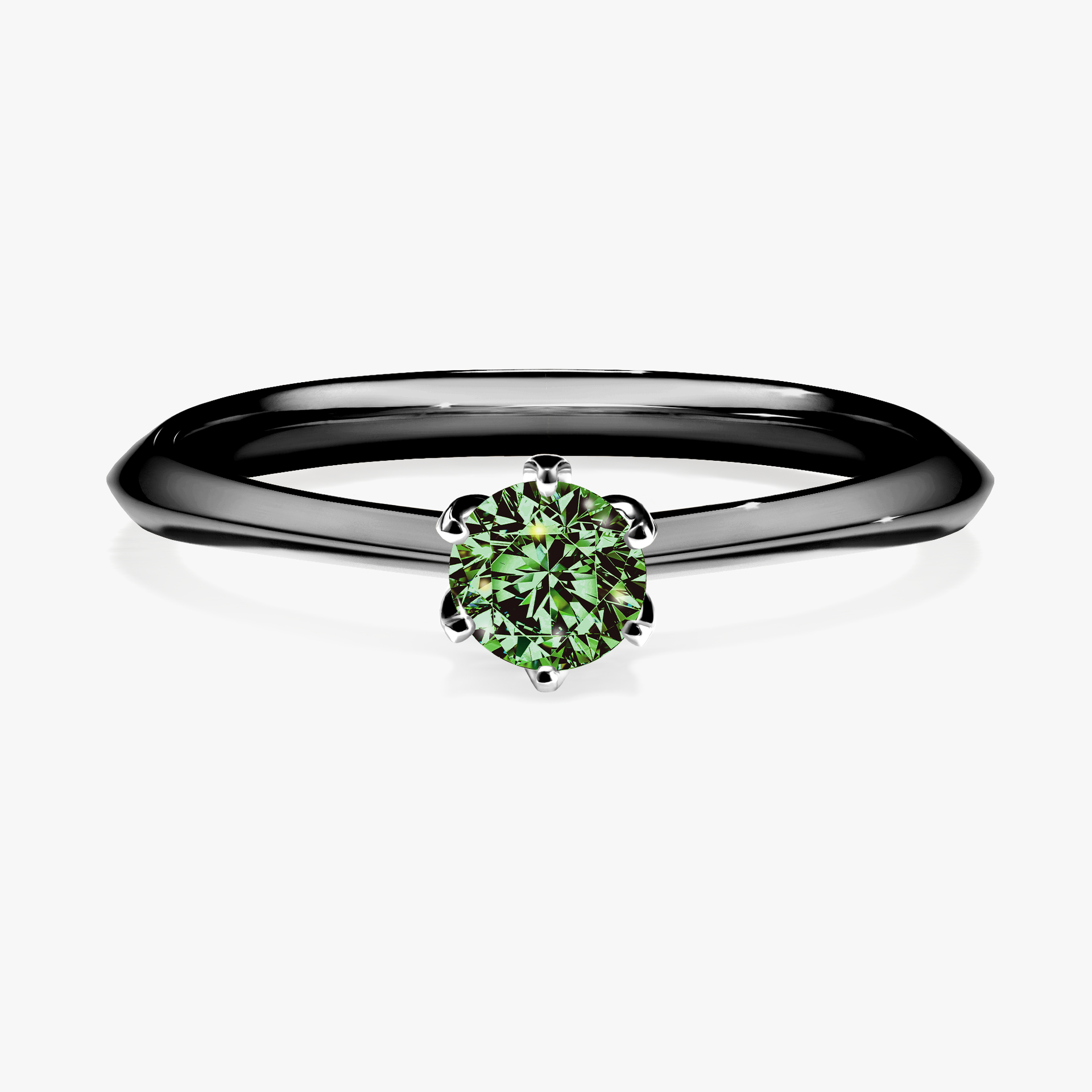 Pierścionek zaręczynowy My Daisy z czarnego złota z ciemnym zielonym diamentem 0,25ct