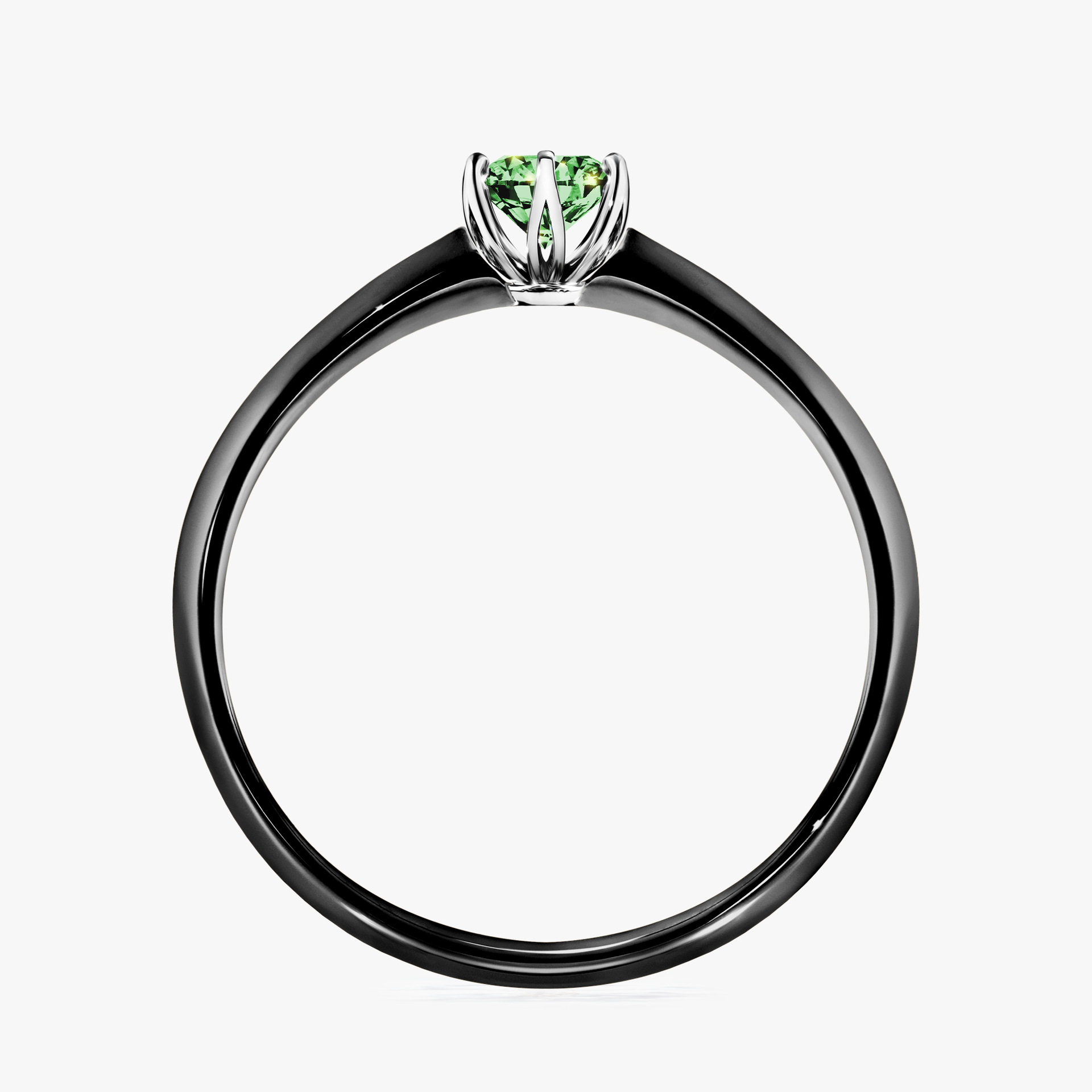 Pierścionek zaręczynowy My Daisy z czarnego złota z ciemnym zielonym diamentem 0,25ct