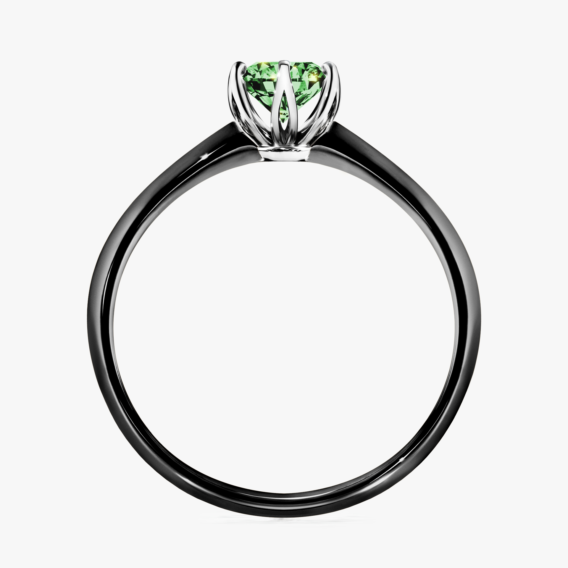 Pierścionek zaręczynowy My Daisy z czarnego złota z ciemnym zielonym diamentem 0,50ct