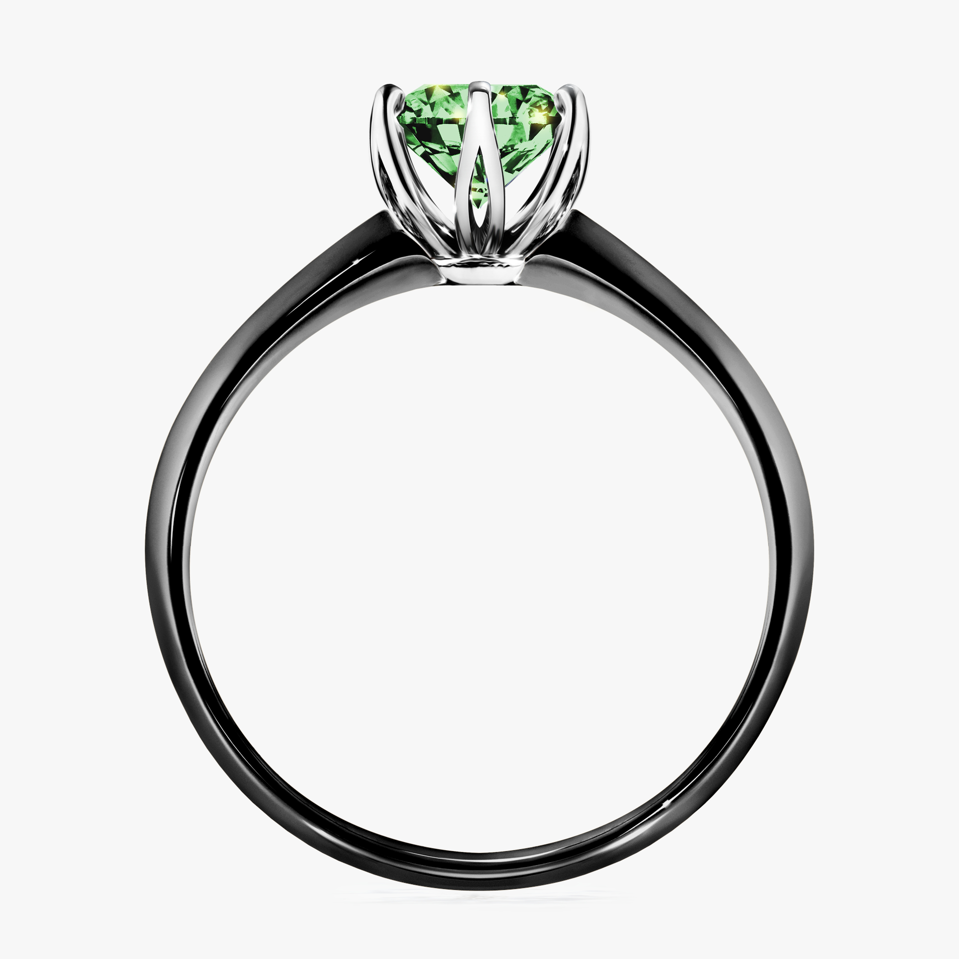 Pierścionek zaręczynowy My Daisy z czarnego złota z ciemnym zielonym diamentem 0,80ct