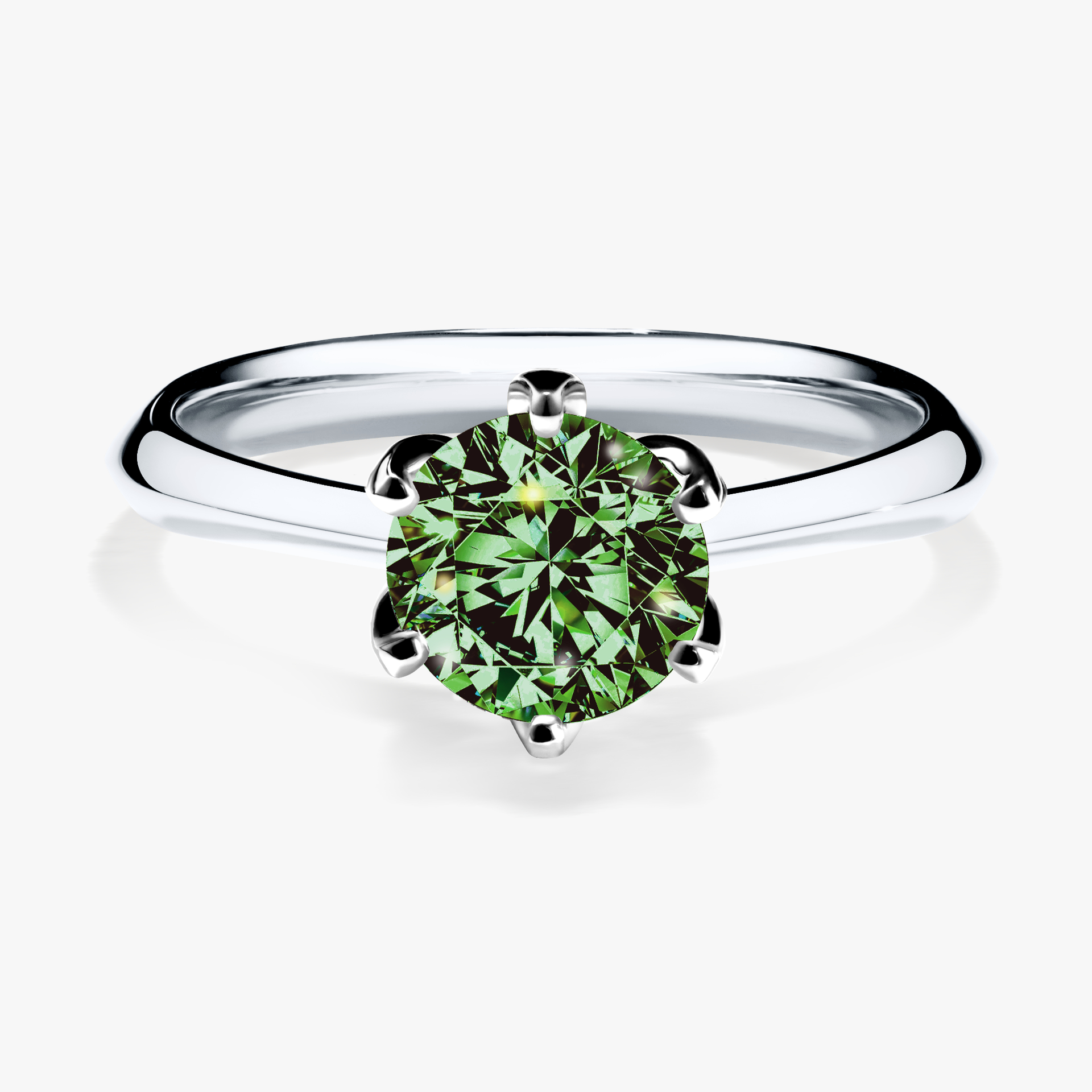 Pierścionek zaręczynowy My Daisy z białego złota z ciemnym zielonym diamentem 1,00ct
