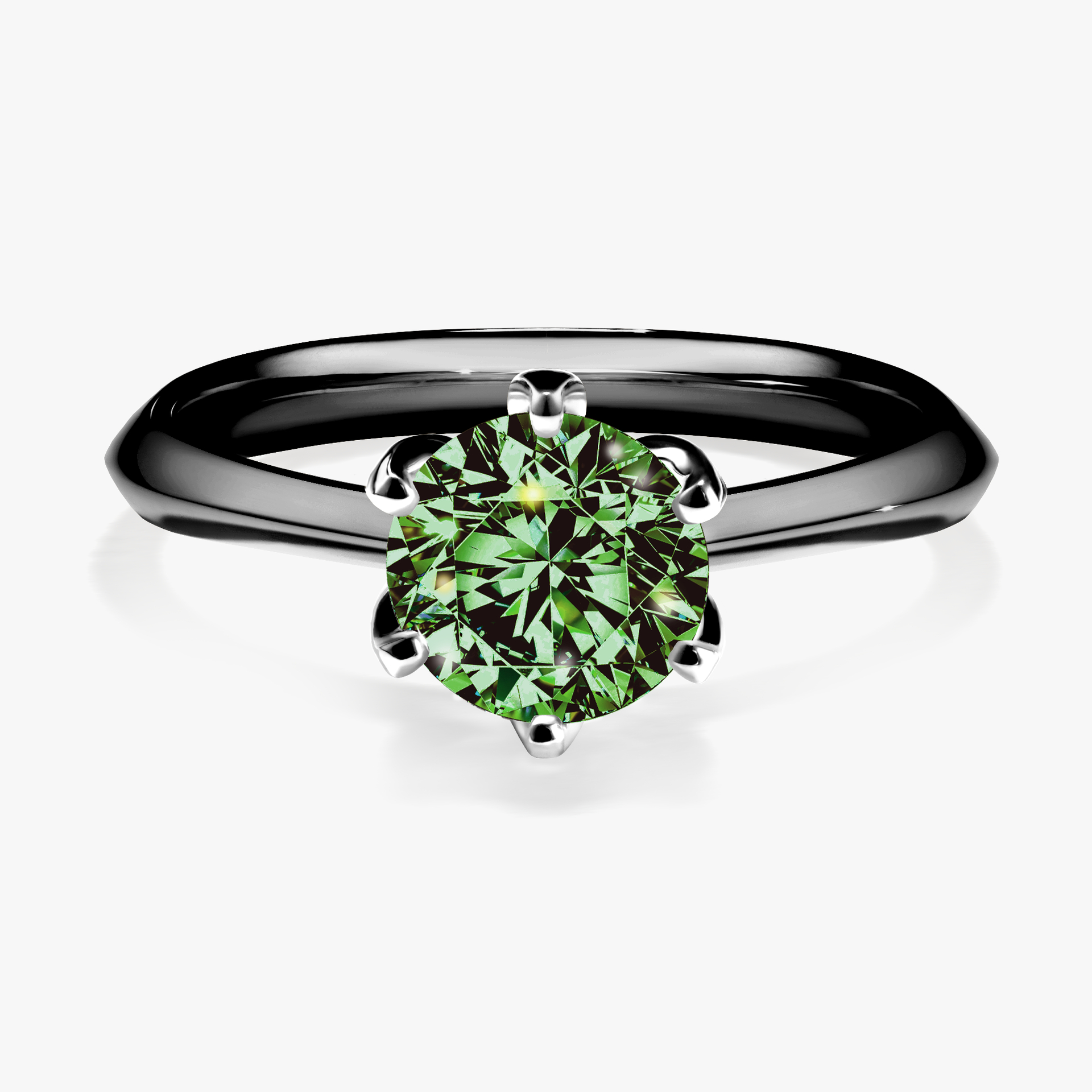 Pierścionek zaręczynowy My Daisy z czarnego złota z ciemnym zielonym diamentem 1,00ct