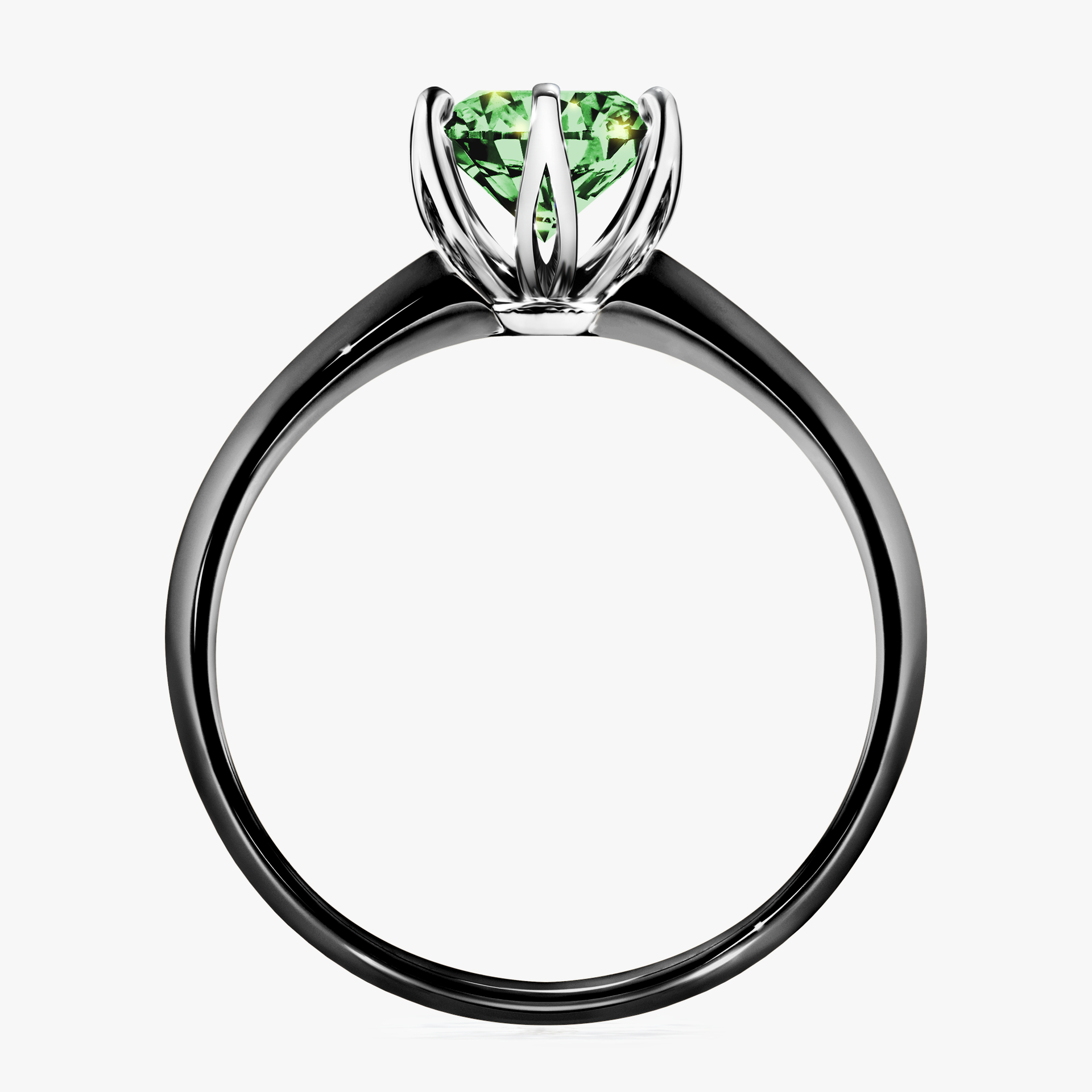 Pierścionek zaręczynowy My Daisy z czarnego złota z ciemnym zielonym diamentem 1,00ct