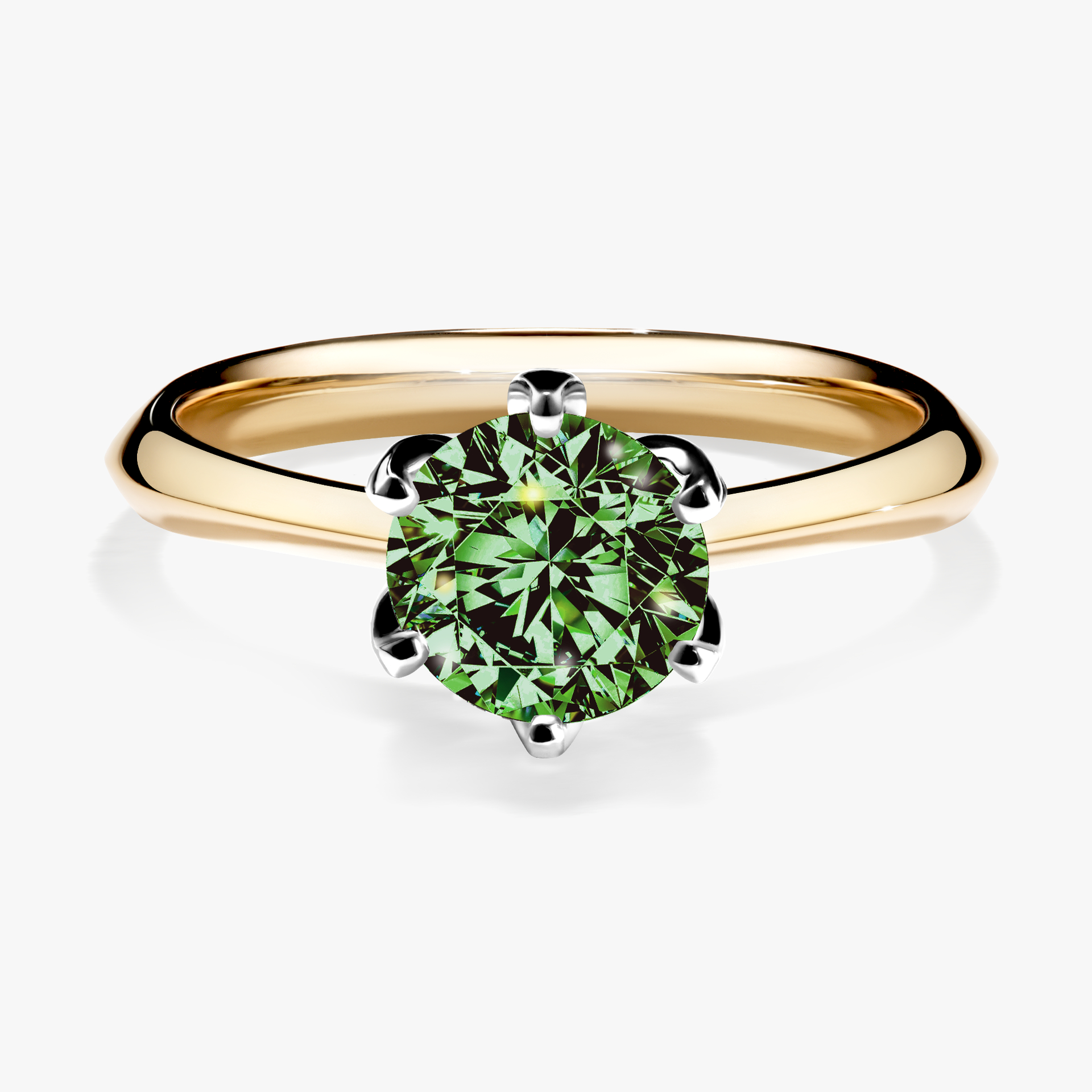 Pierścionek zaręczynowy My Daisy z żółtego złota z ciemnym zielonym diamentem 1,00ct