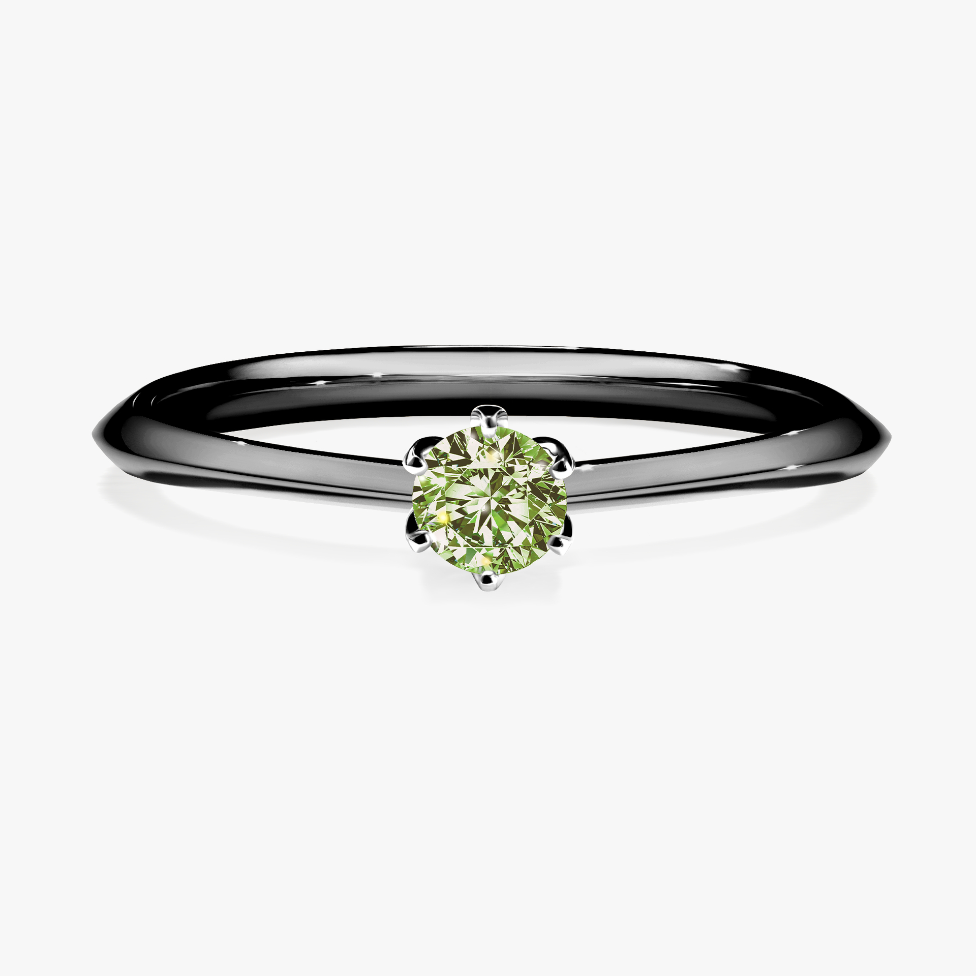 Pierścionek zaręczynowy My Daisy z czarnego złota z jasnym zielonym diamentem 0,17ct
