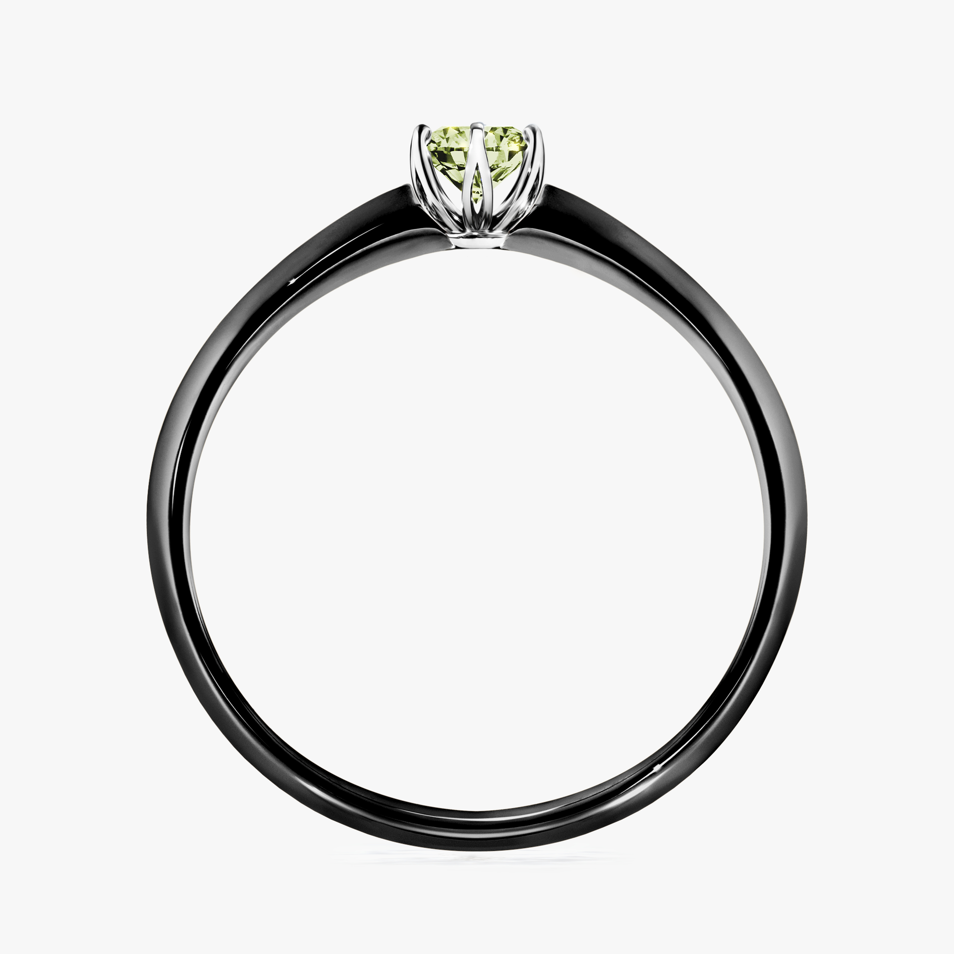 Pierścionek zaręczynowy My Daisy z czarnego złota z jasnym zielonym diamentem 0,17ct