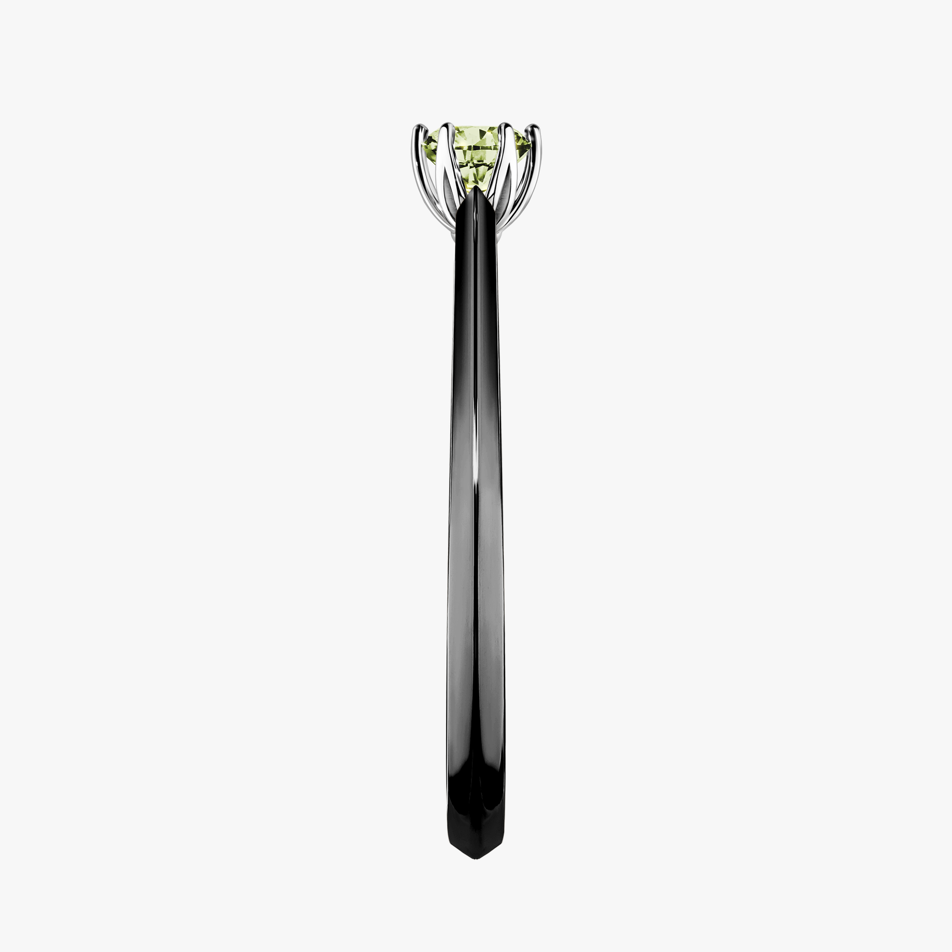 Pierścionek zaręczynowy My Daisy z czarnego złota z jasnym zielonym diamentem 0,17ct