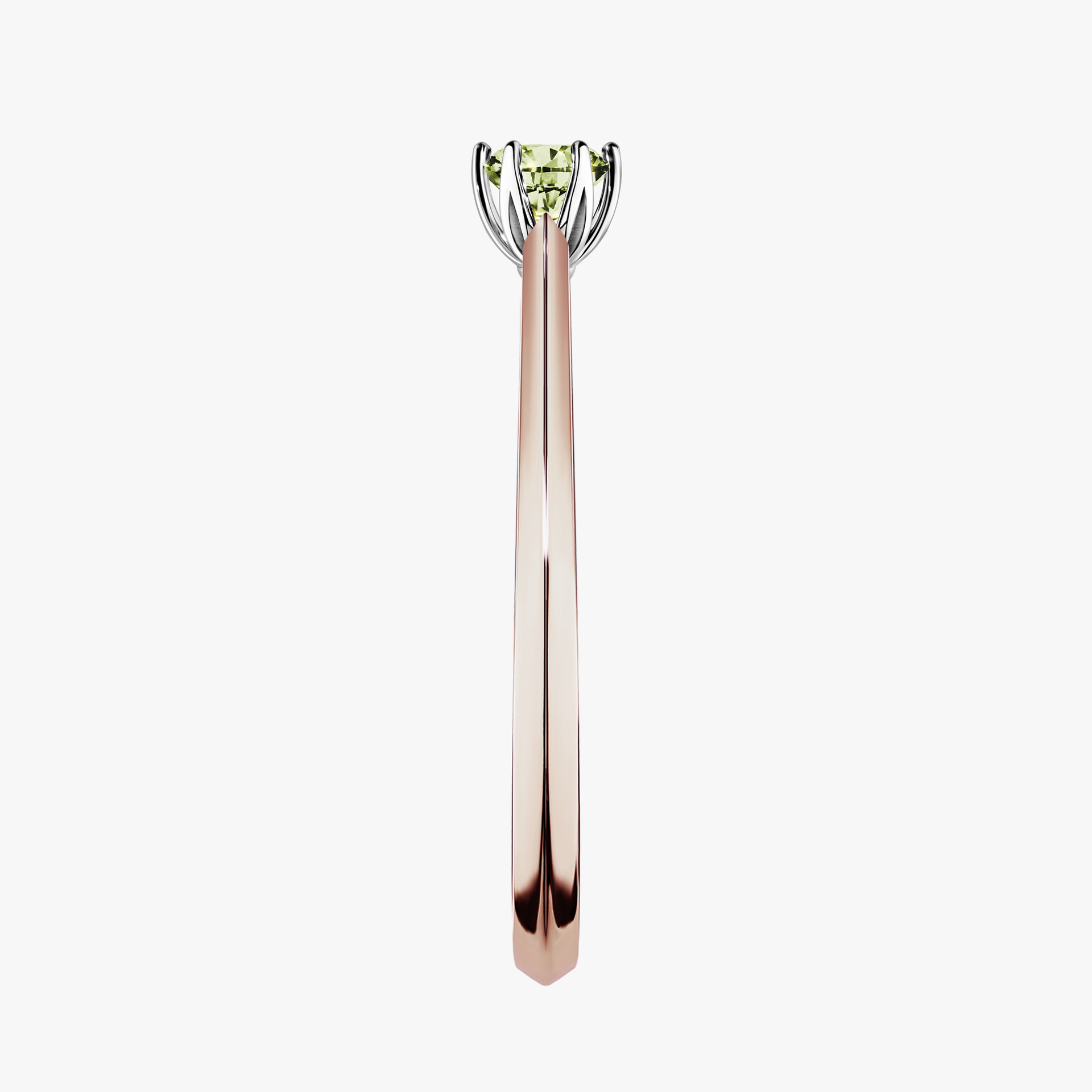 Pierścionek zaręczynowy My Daisy z różowego złota z jasnym zielonym diamentem 0,17ct