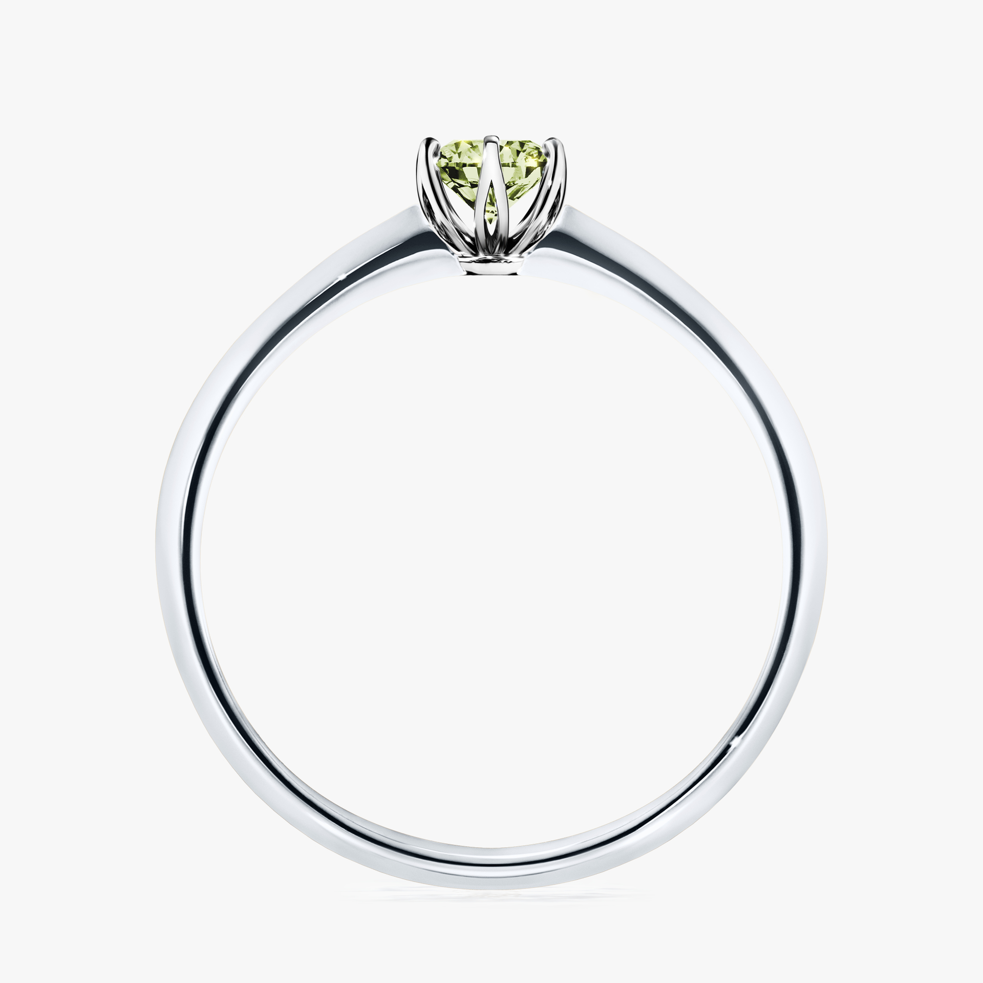 Pierścionek zaręczynowy My Daisy z białego złota z jasnym zielonym diamentem 0,25ct