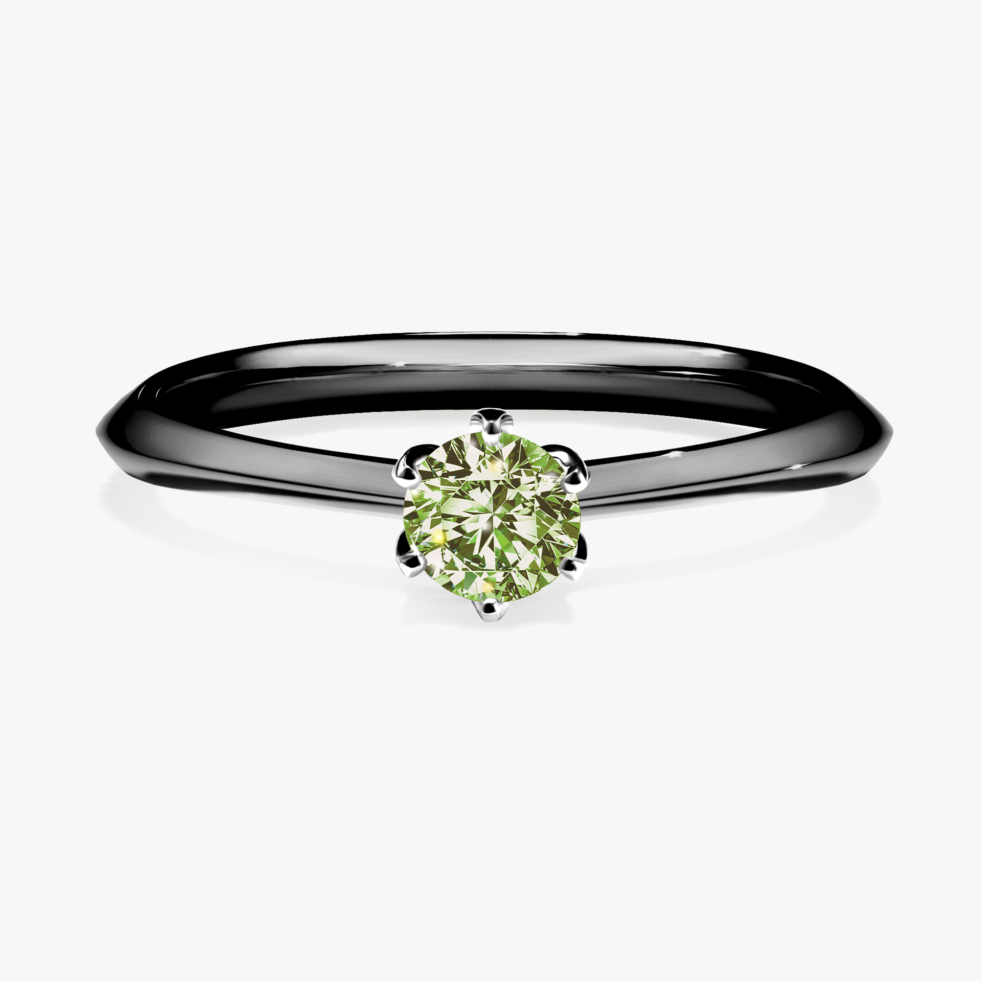 Pierścionek zaręczynowy My Daisy z czarnego złota z jasnym zielonym diamentem 0,25ct