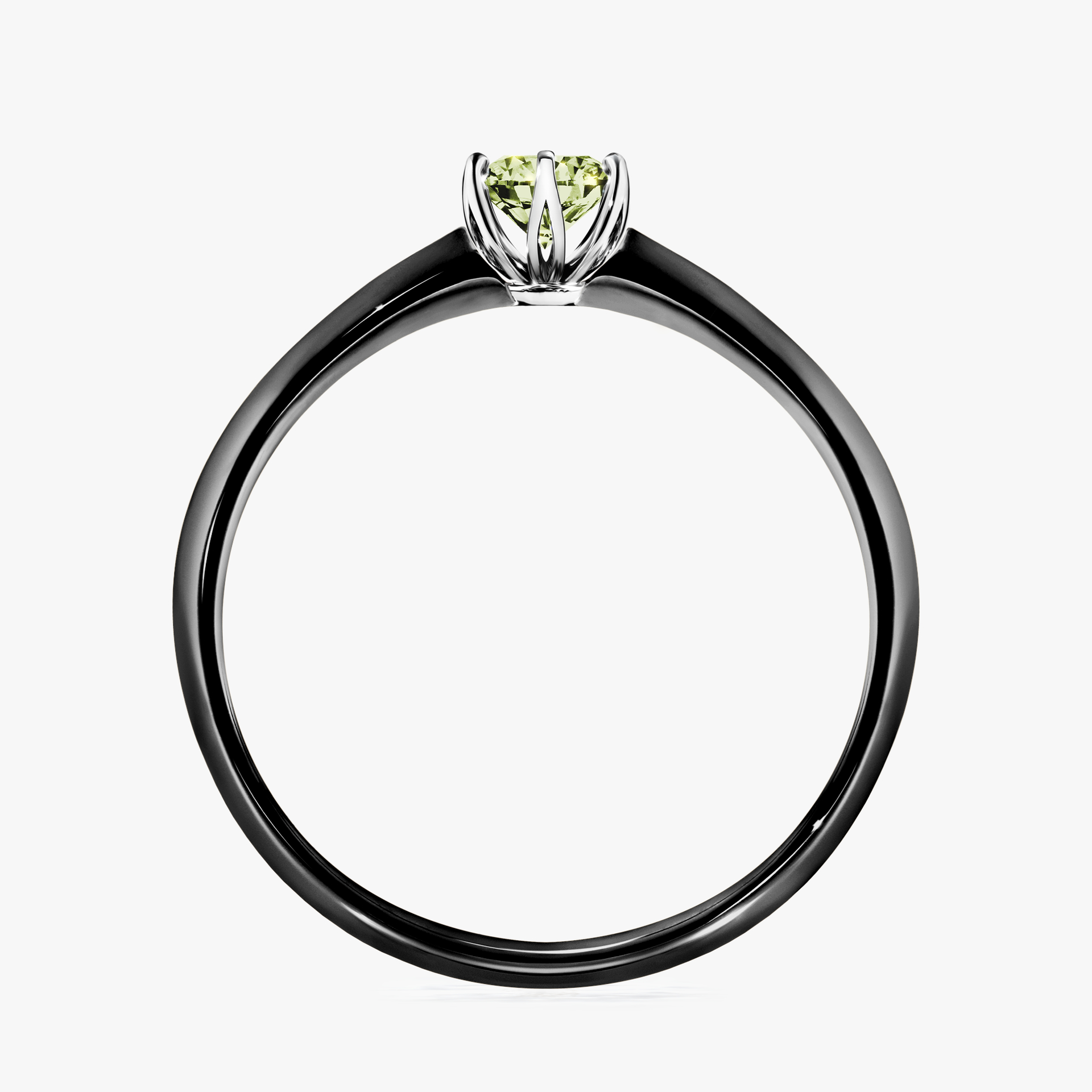 Pierścionek zaręczynowy My Daisy z czarnego złota z jasnym zielonym diamentem 0,25ct