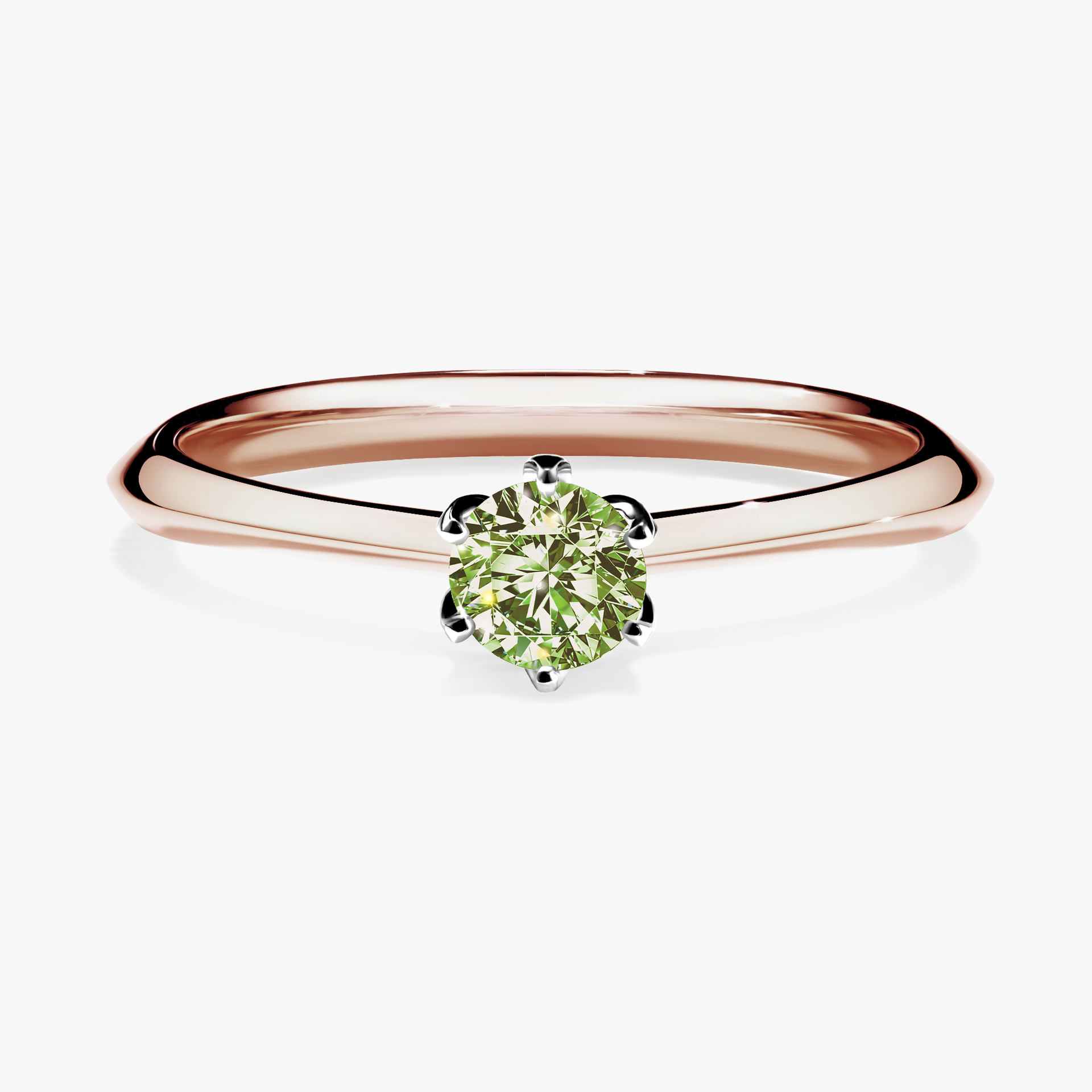 Pierścionek zaręczynowy My Daisy z różowego złota z jasnym zielonym diamentem 0,25ct