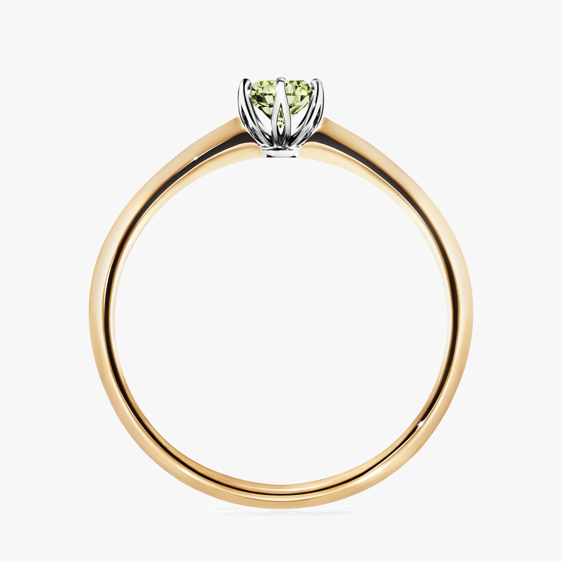 Pierścionek zaręczynowy My Daisy z żółtego złota z jasnym zielonym diamentem 0,25ct