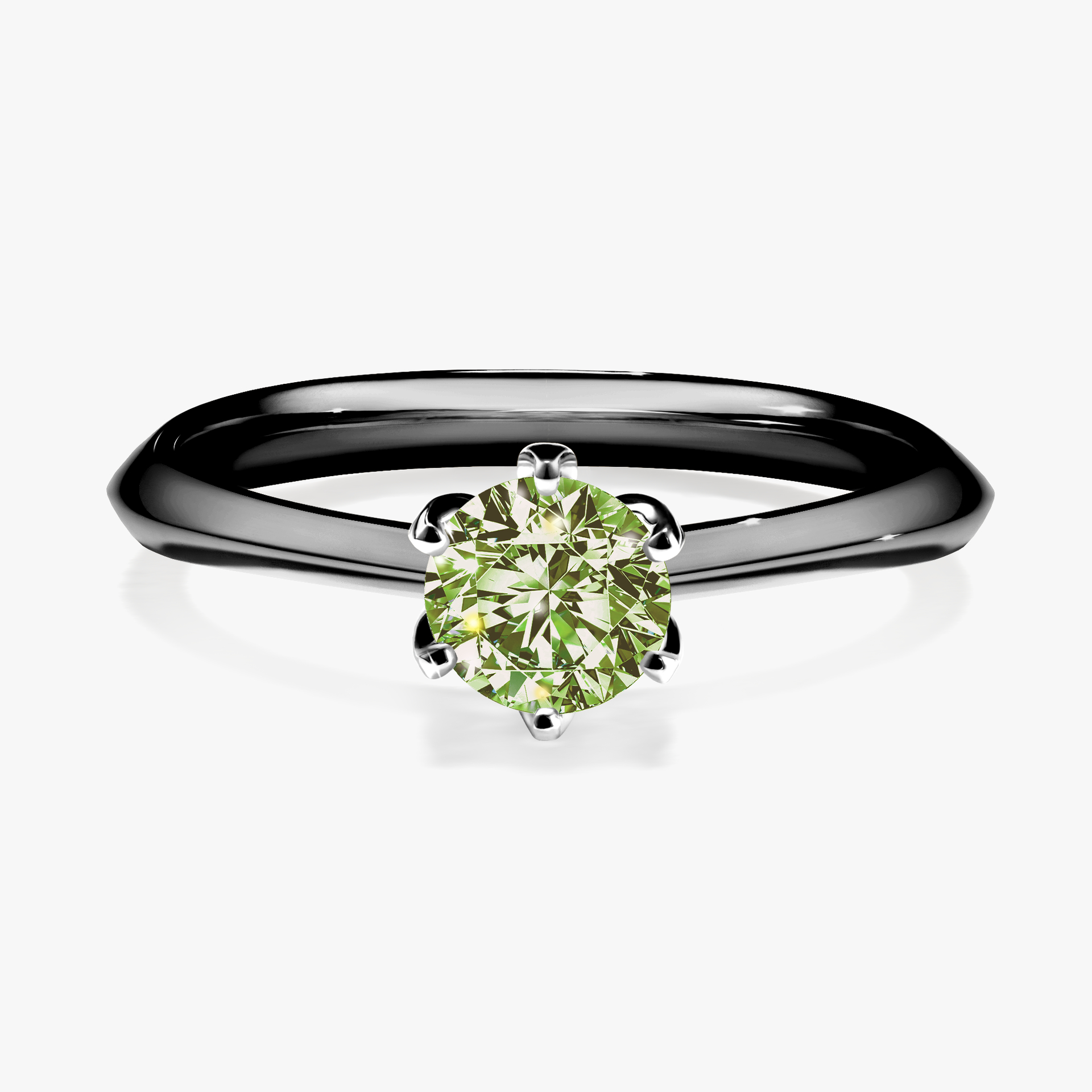 Pierścionek zaręczynowy My Daisy z czarnego złota z jasnym zielonym diamentem 0,50ct