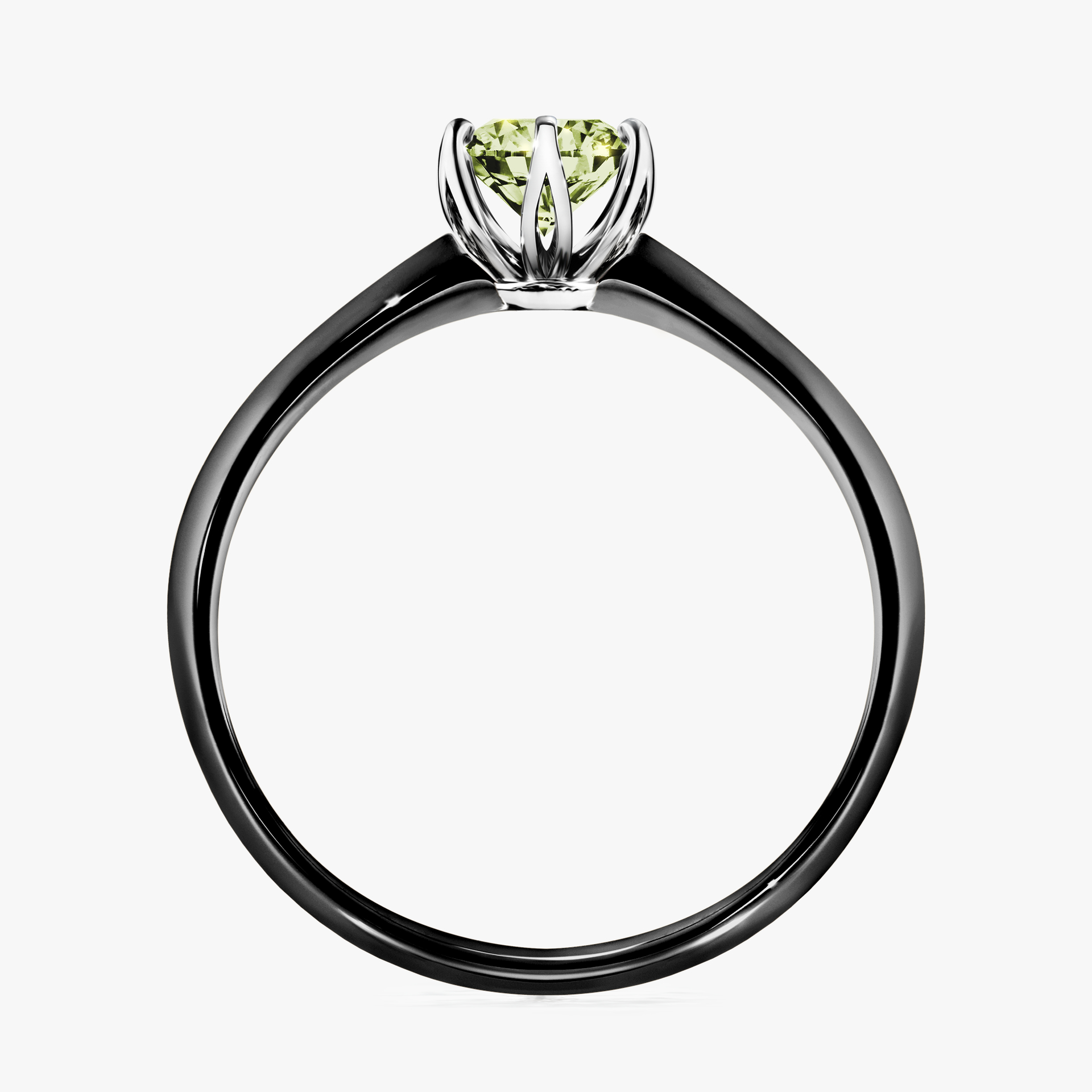 Pierścionek zaręczynowy My Daisy z czarnego złota z jasnym zielonym diamentem 0,50ct