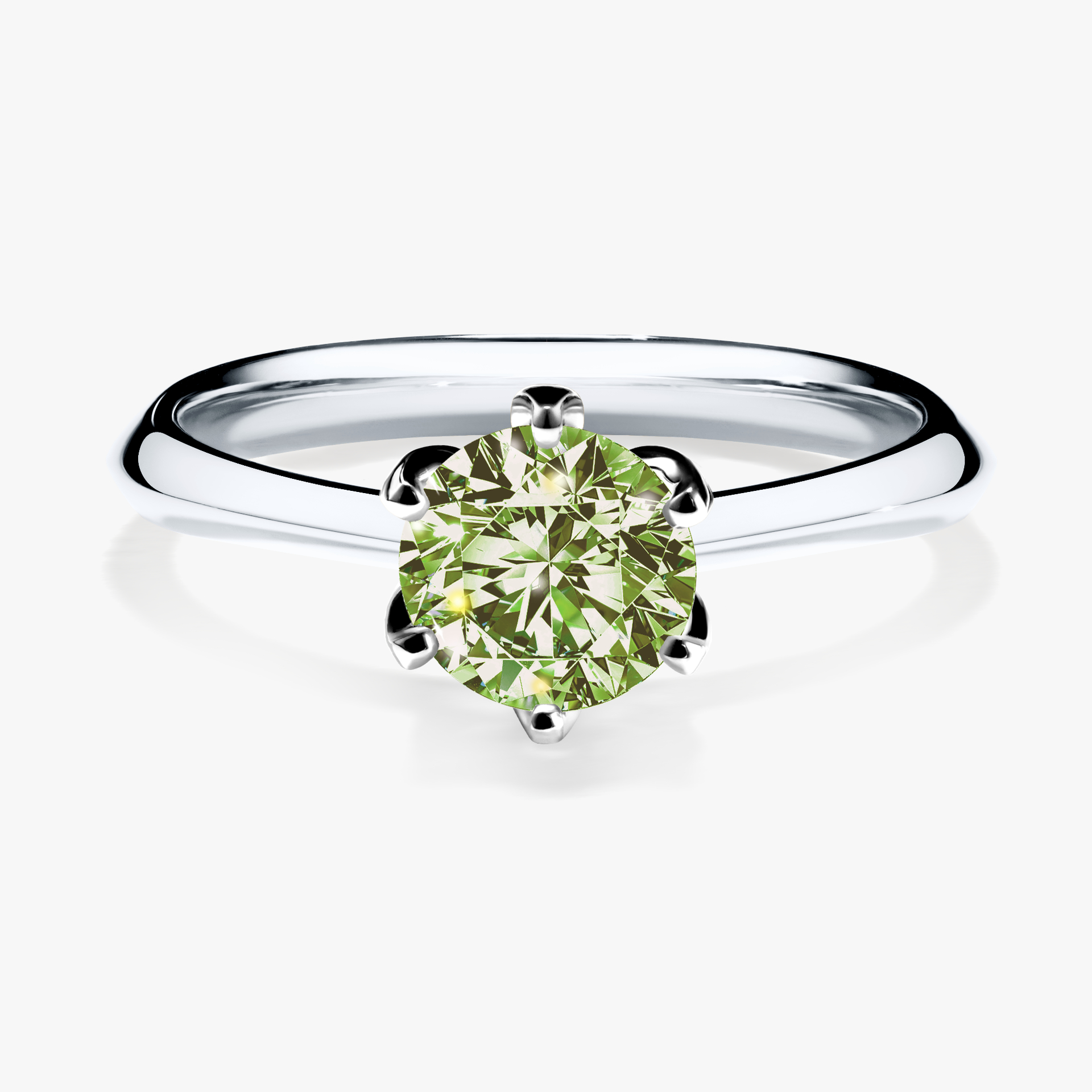 Pierścionek zaręczynowy My Daisy z białego złota z jasnym zielonym diamentem 0,80ct