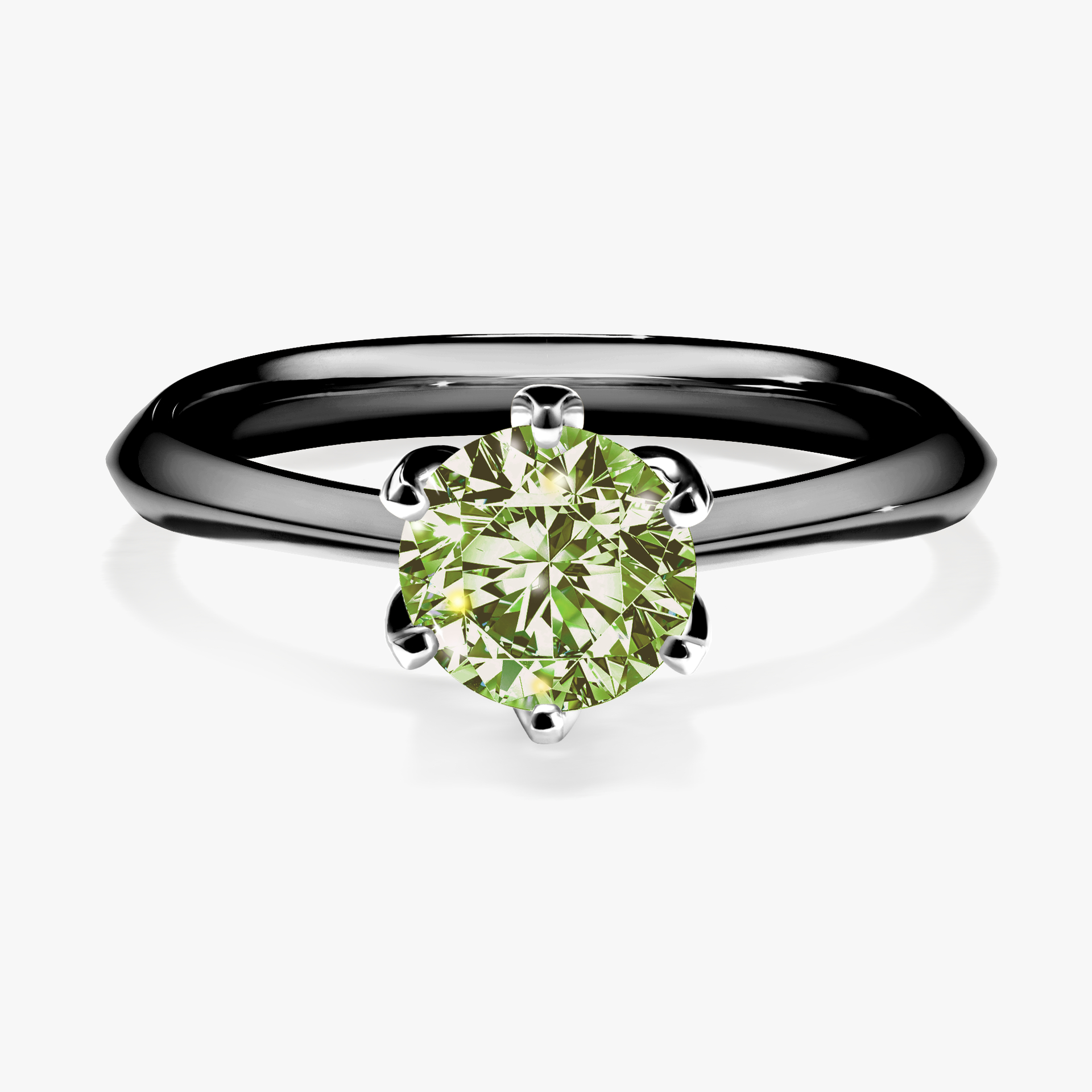 Pierścionek zaręczynowy My Daisy z czarnego złota z jasnym zielonym diamentem 0,80ct