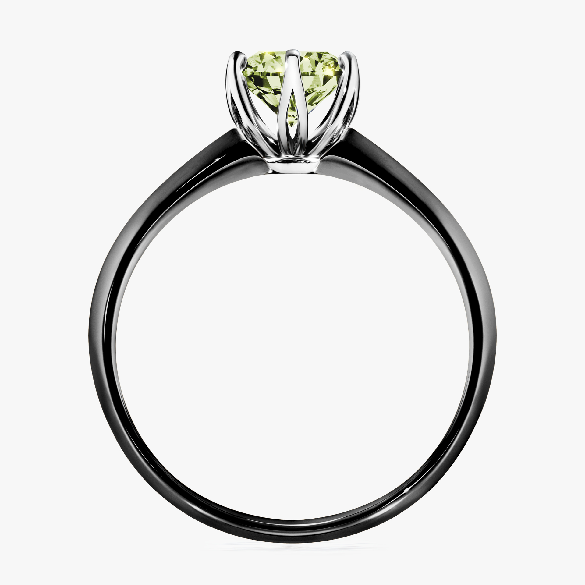 Pierścionek zaręczynowy My Daisy z czarnego złota z jasnym zielonym diamentem 0,80ct