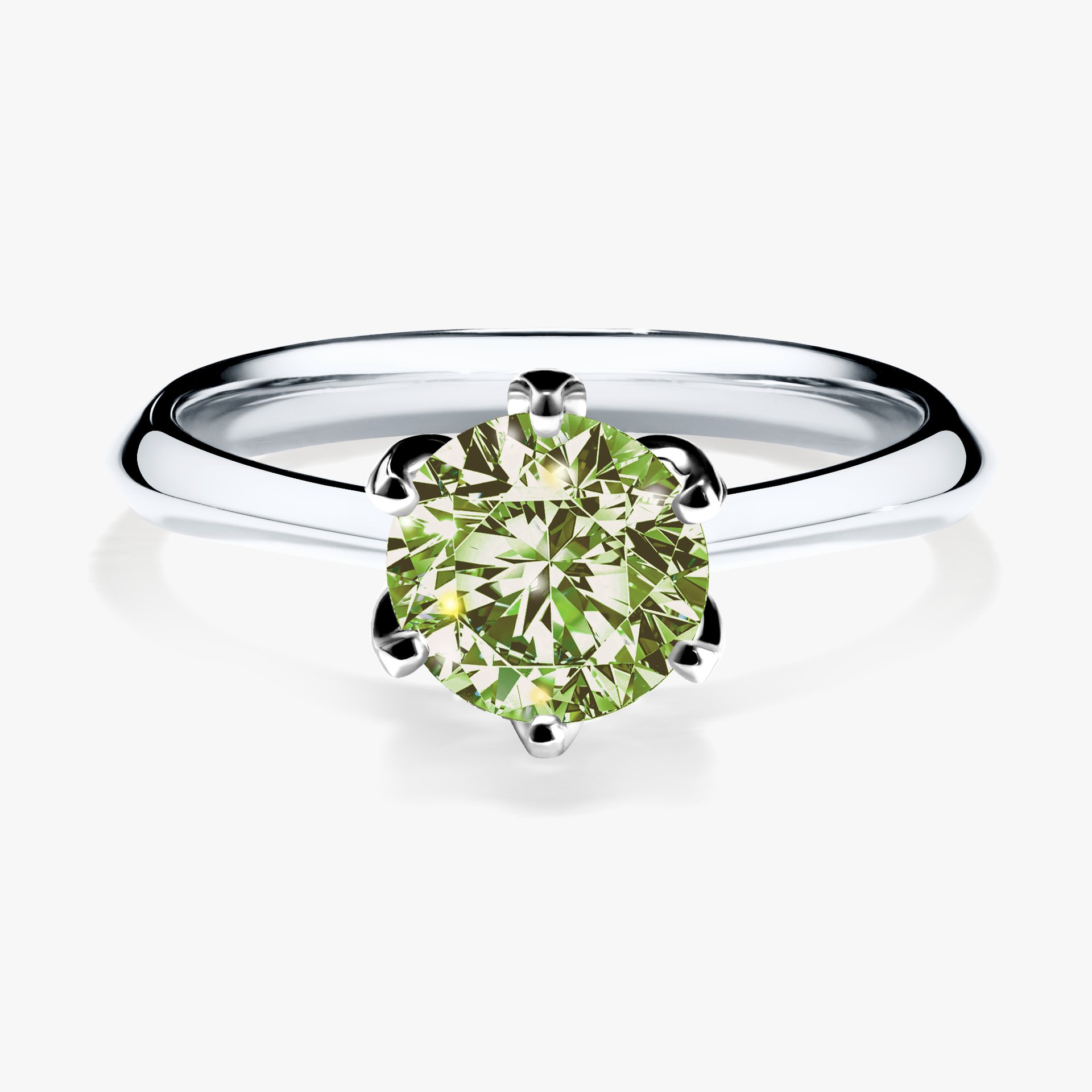 Pierścionek zaręczynowy My Daisy z białego złota z jasnym zielonym diamentem 1,00ct