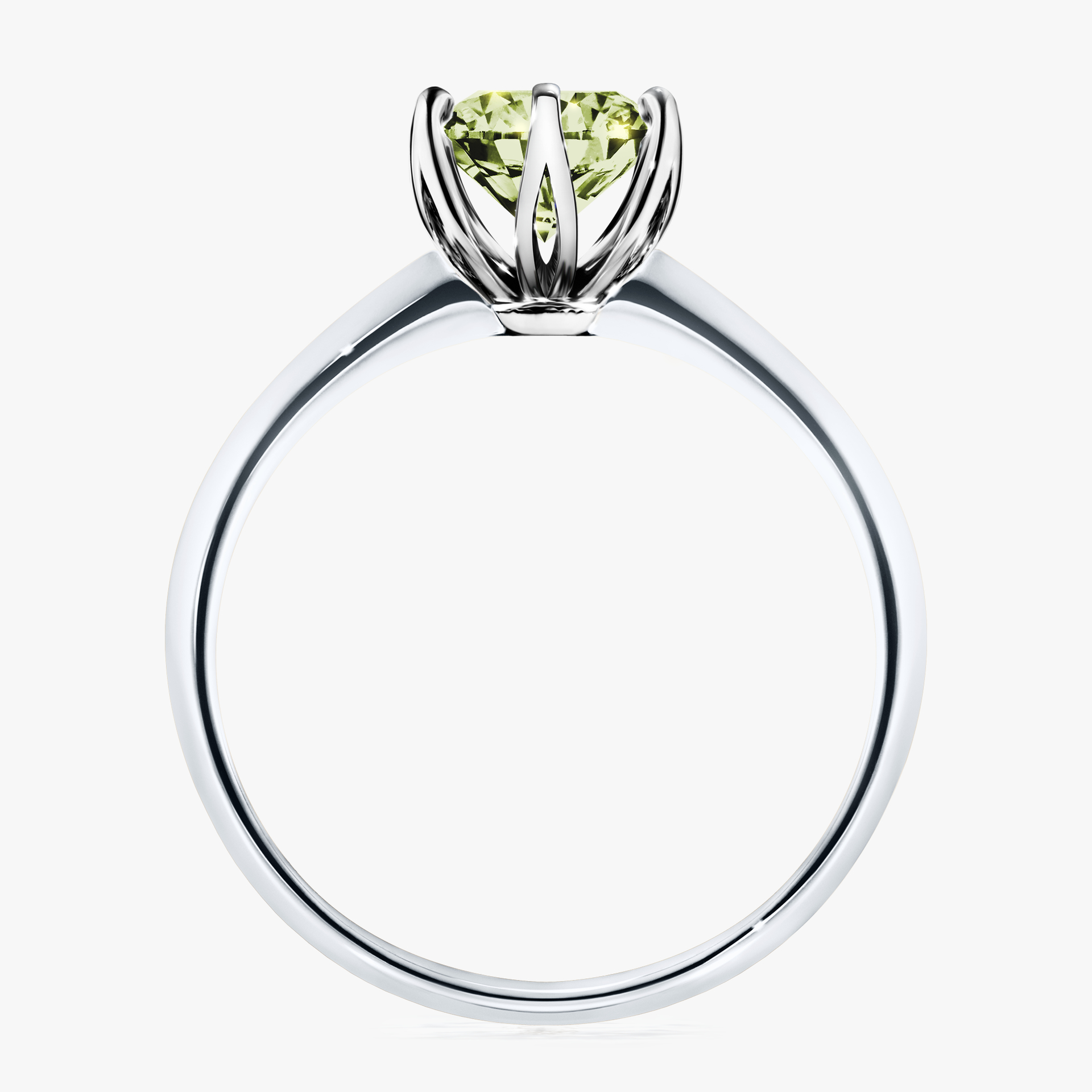 Pierścionek zaręczynowy My Daisy z białego złota z jasnym zielonym diamentem 1,00ct