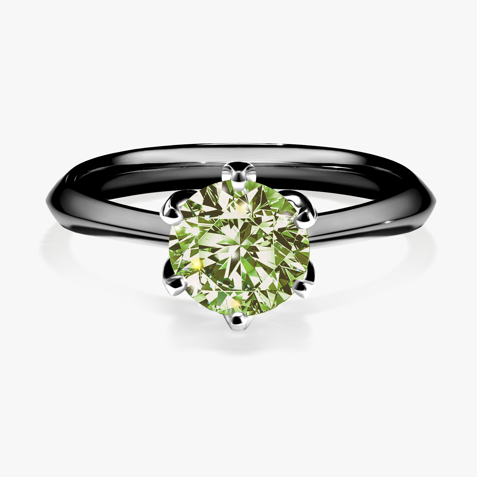 Pierścionek zaręczynowy My Daisy z czarnego złota z jasnym zielonym diamentem 1,00ct